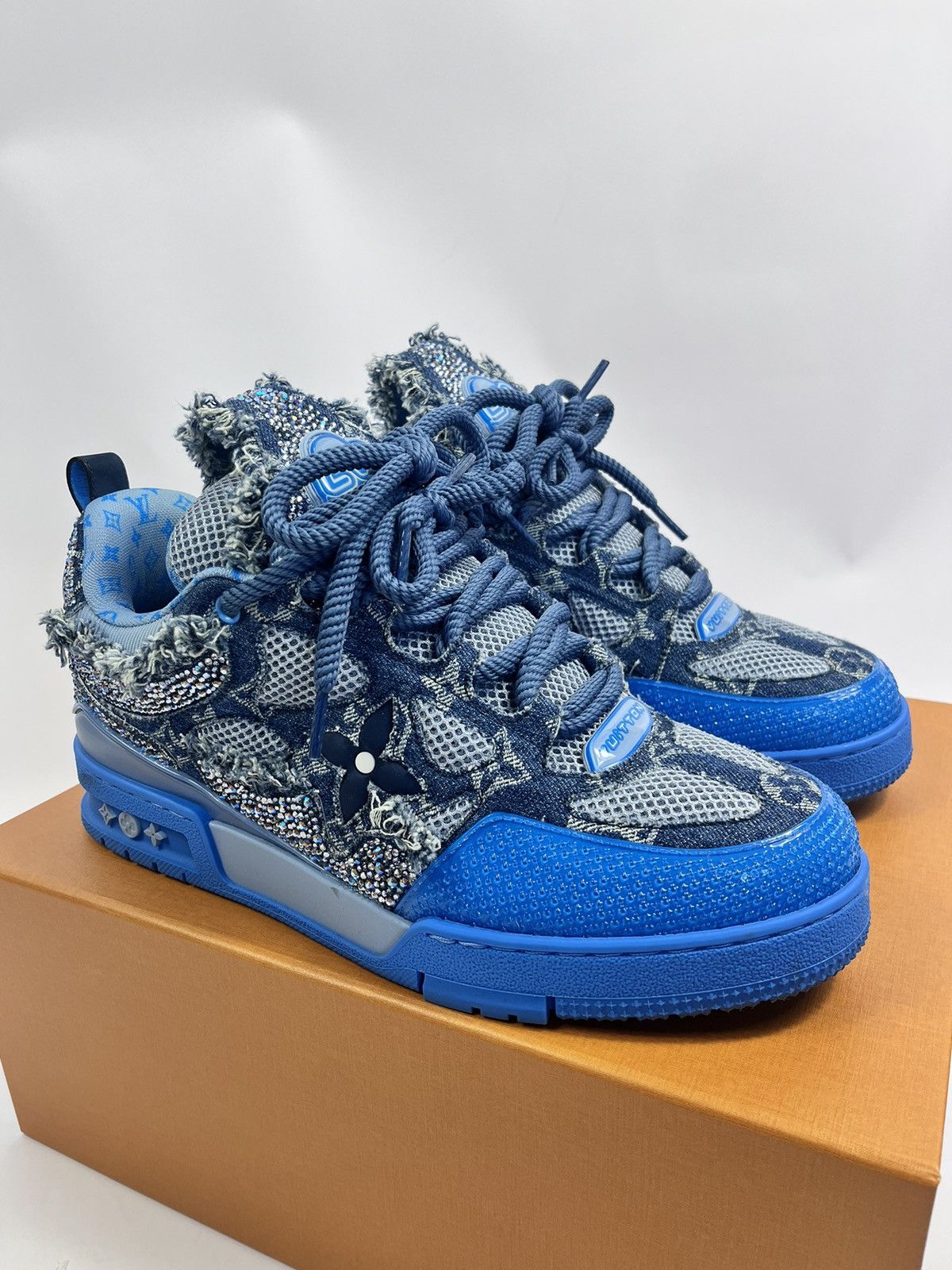 image of Louis Vuitton x Virgil Abloh Low-Top Blue Strass Sk8 Sneakers, Men's (Size 9)