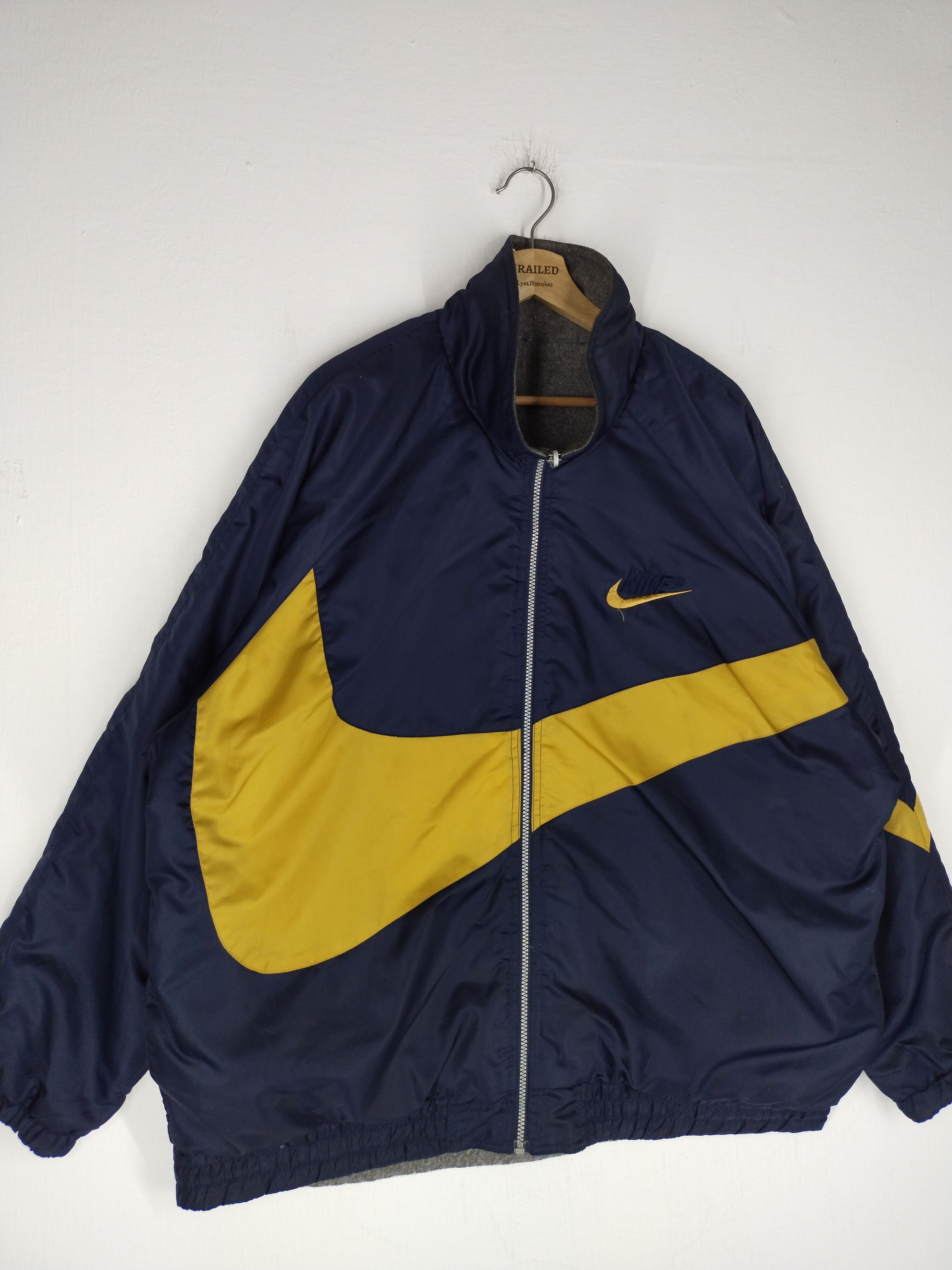 Nike × Vintage 🔥VINTAGE 90s BIG SWOOSH NIKE REVERSIBLE JACKET Size US L / EU 52-54 / 3 - 7 Thumbnail