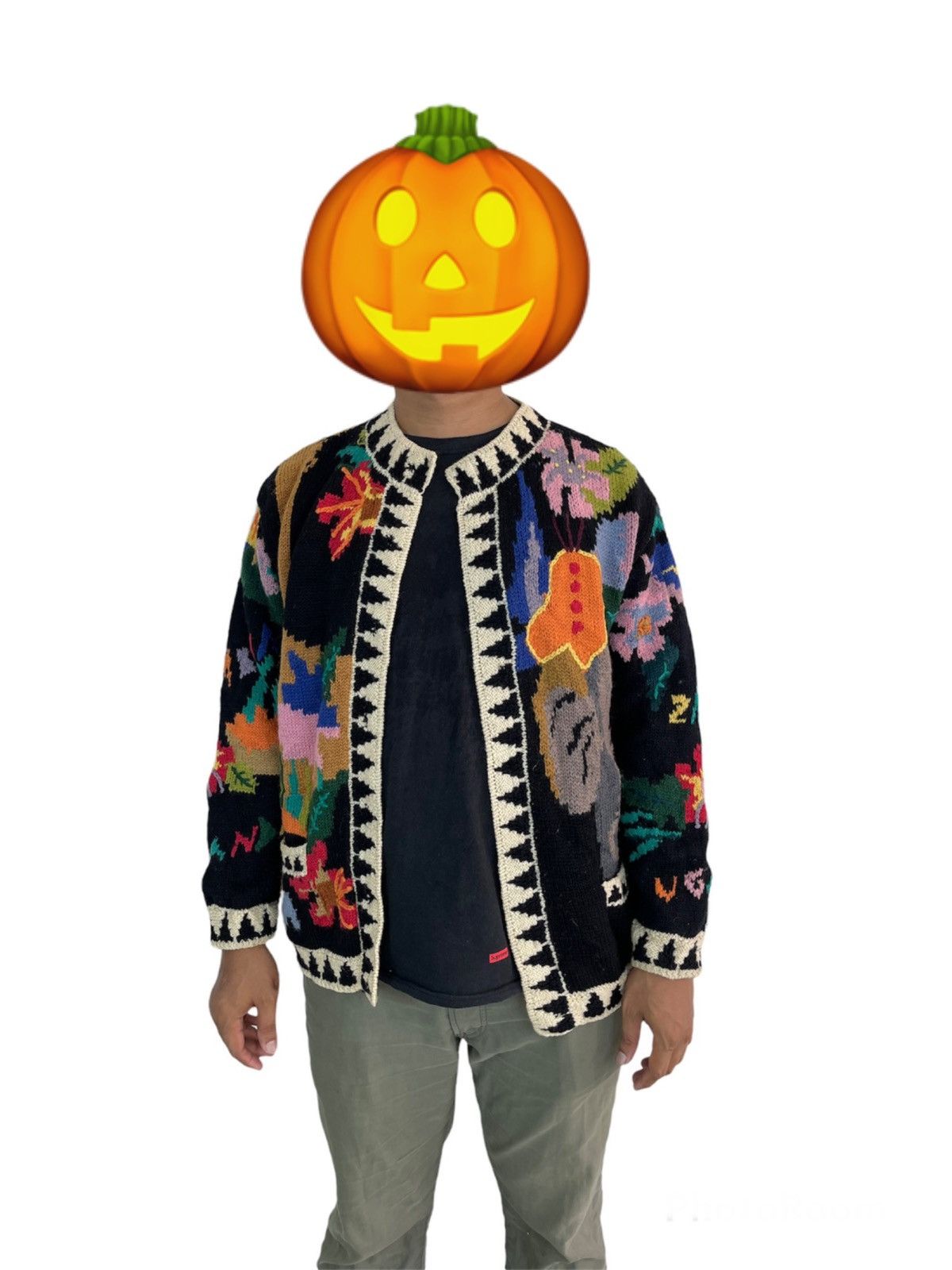 Vintage Japan Pop Art Graffity Cardigan Wool Knit Art