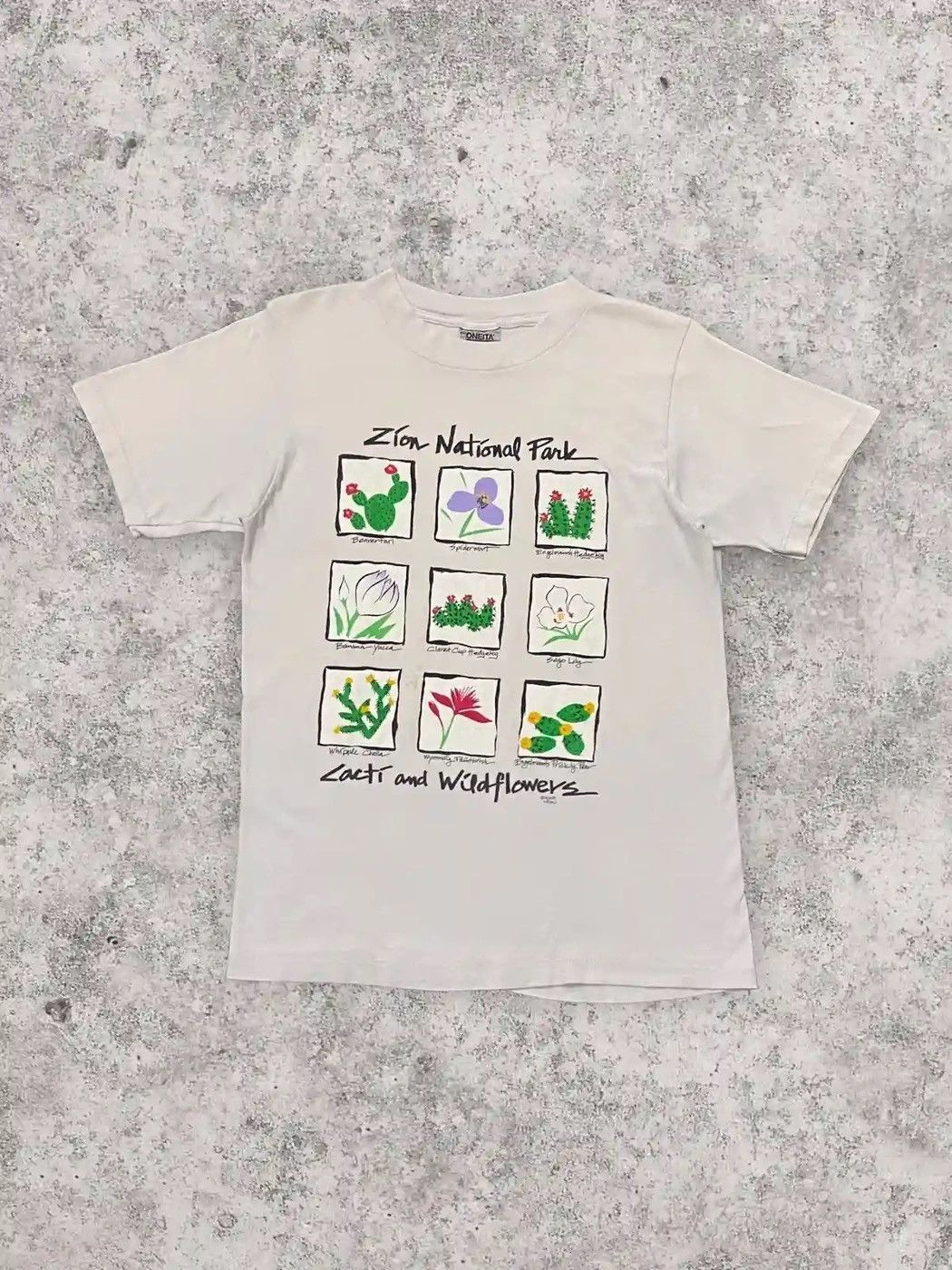 Vintage 90s Cacti And Wildflower Art Tshirt