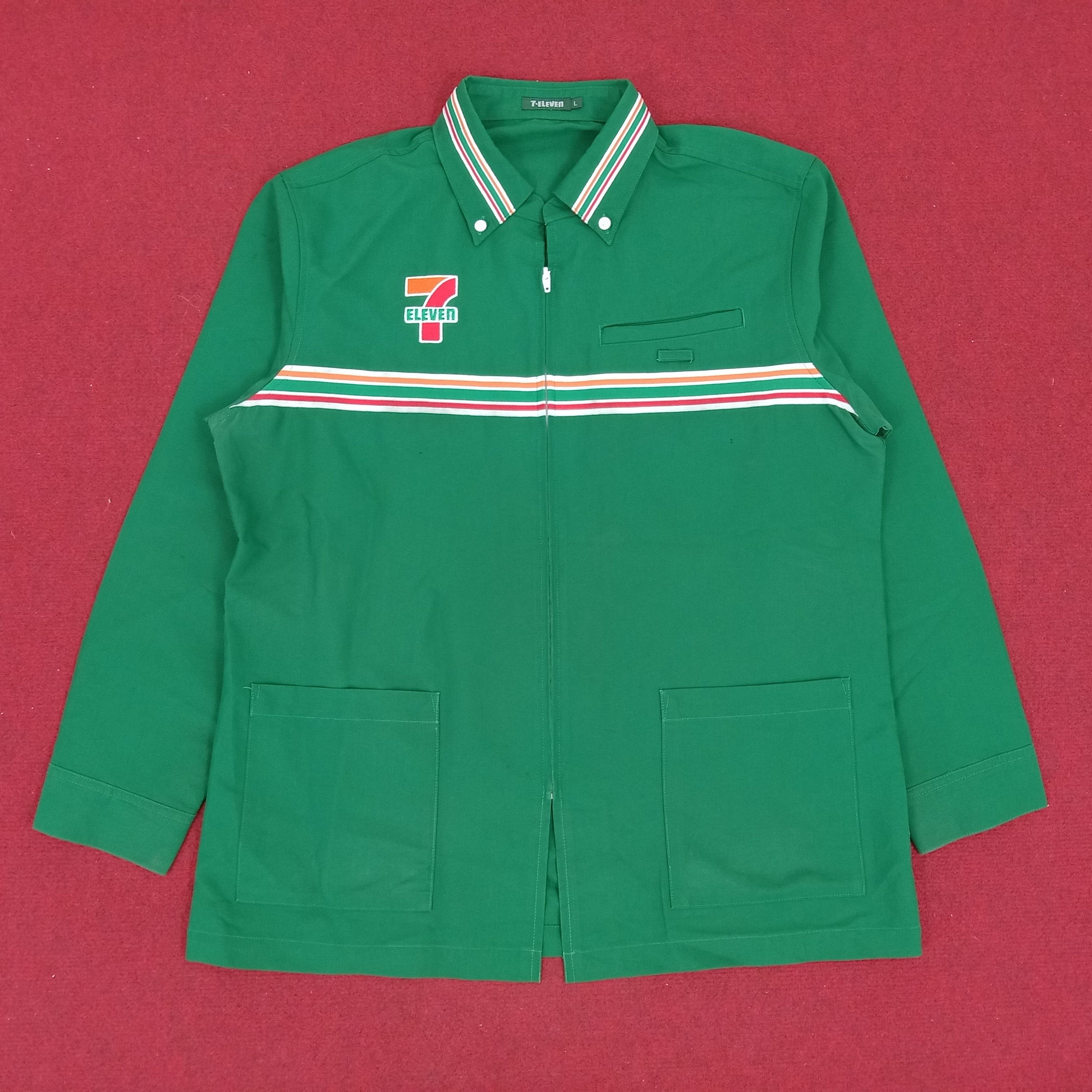 image of Vintage x Workers 7 Eleven Japanese Workers Working Uniform Shirt Jacket in Green (Size Large)
