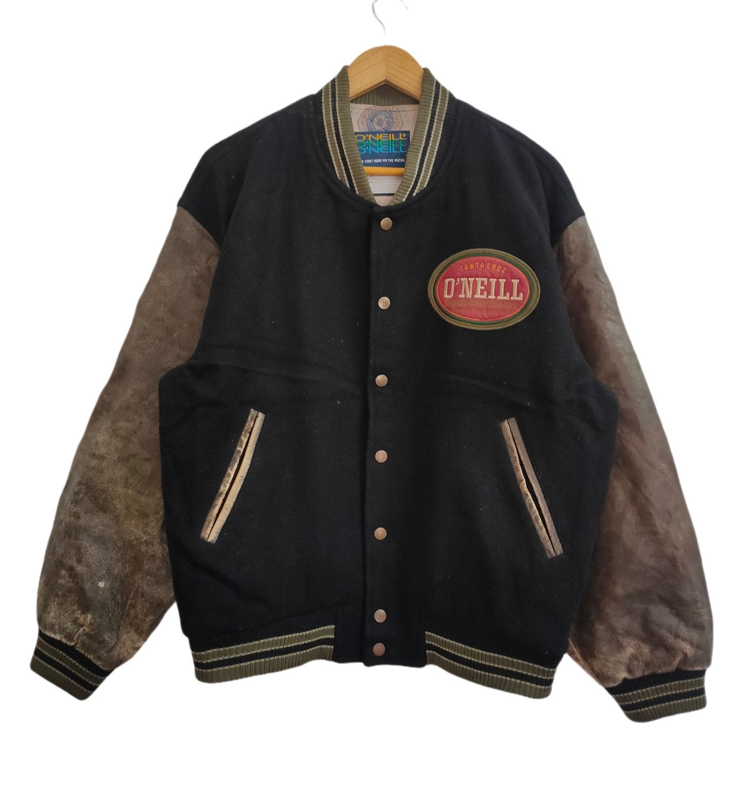 O'Neill 🔥 Vintage O'Neill Wool Leather Varsity Jacket Size US M / EU 48-50 / 2 - 2 Thumbnail