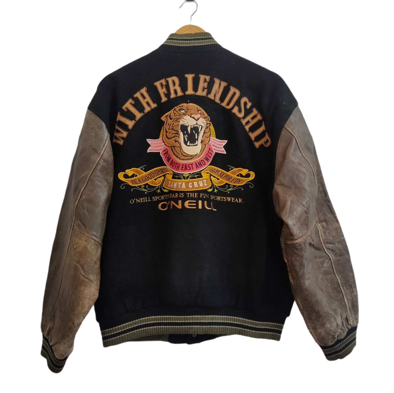 O'Neill 🔥 Vintage O'Neill Wool Leather Varsity Jacket Size US M / EU 48-50 / 2 - 1 Thumbnail