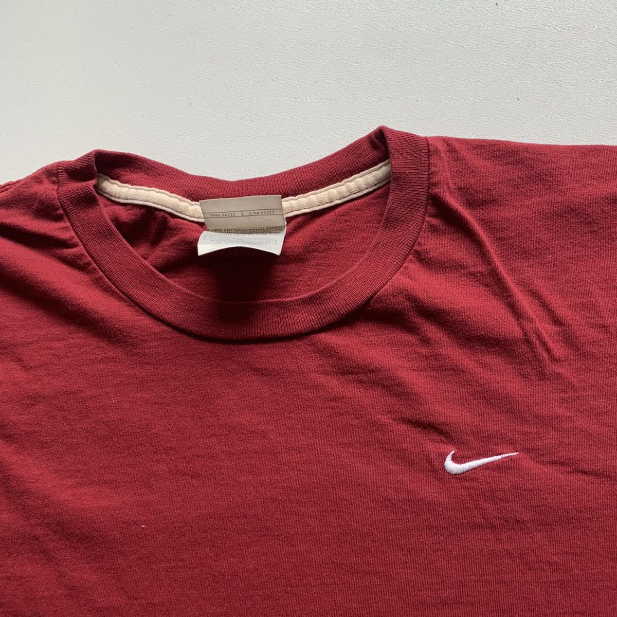 Nike × Vintage Vintage 2000s Nike Embroidered Swoosh T Shirt Large Red Rare Size US L / EU 52-54 / 3 - 2 Thumbnail
