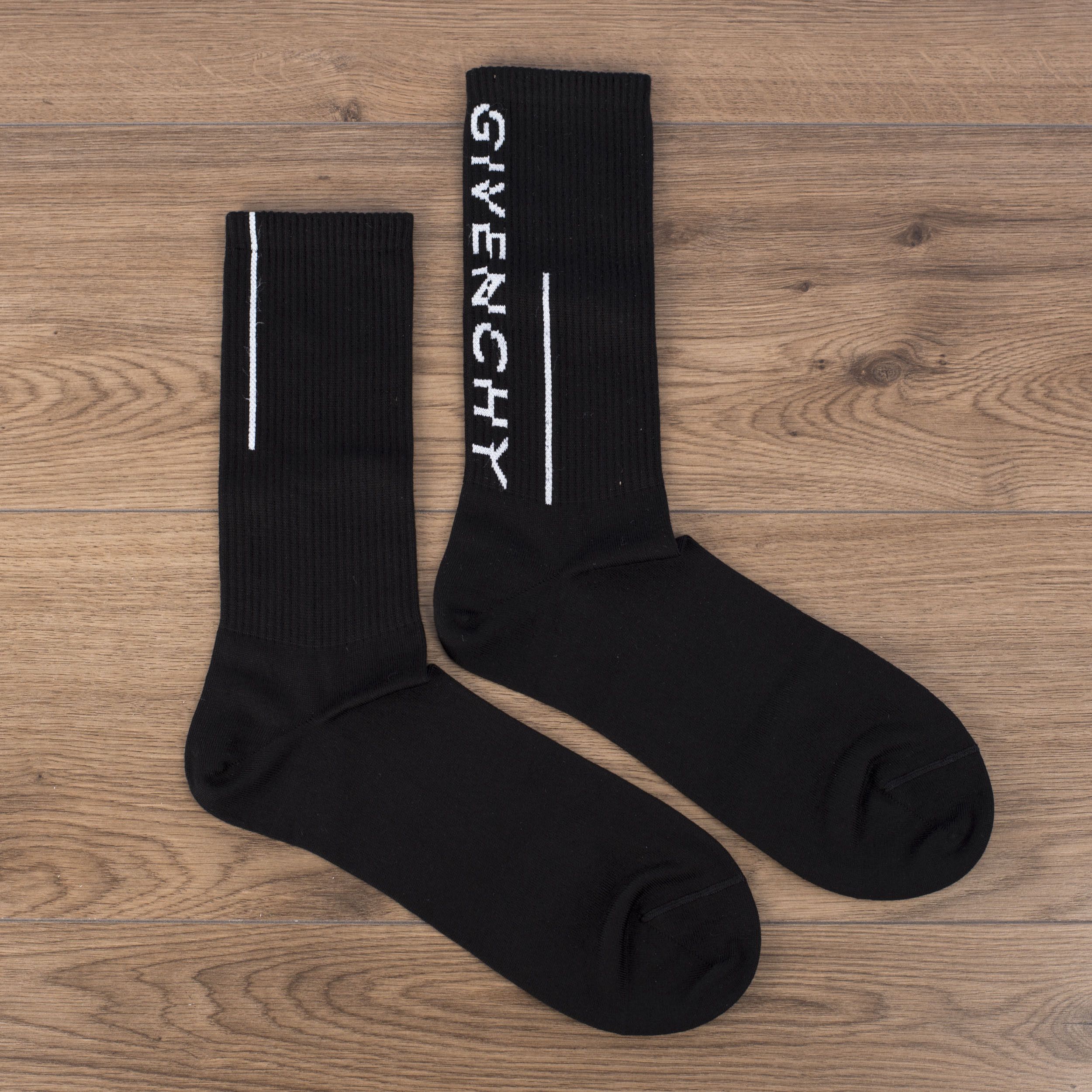 Givenchy Black Socks In Stretch Cotton With Givenchy Split Motif Size ONE SIZE - 1 Thumbnail