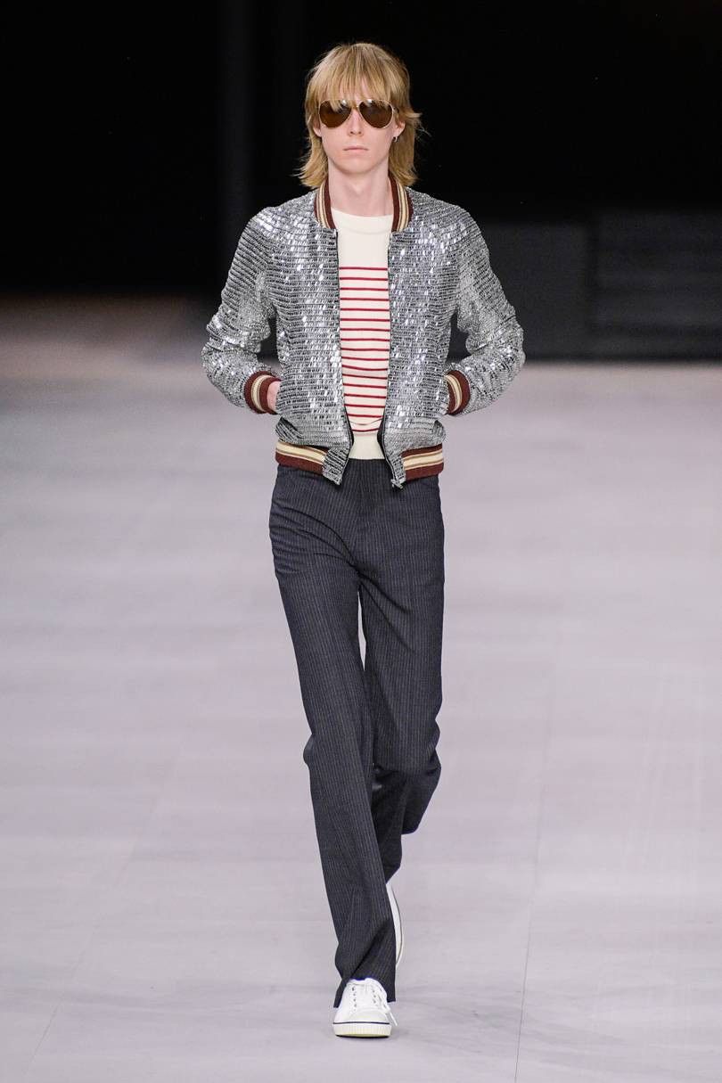 Celine × Hedi Slimane Embroidered Teddy Jacket From Fashion Show Size US M / EU 48-50 / 2 - 1 Thumbnail