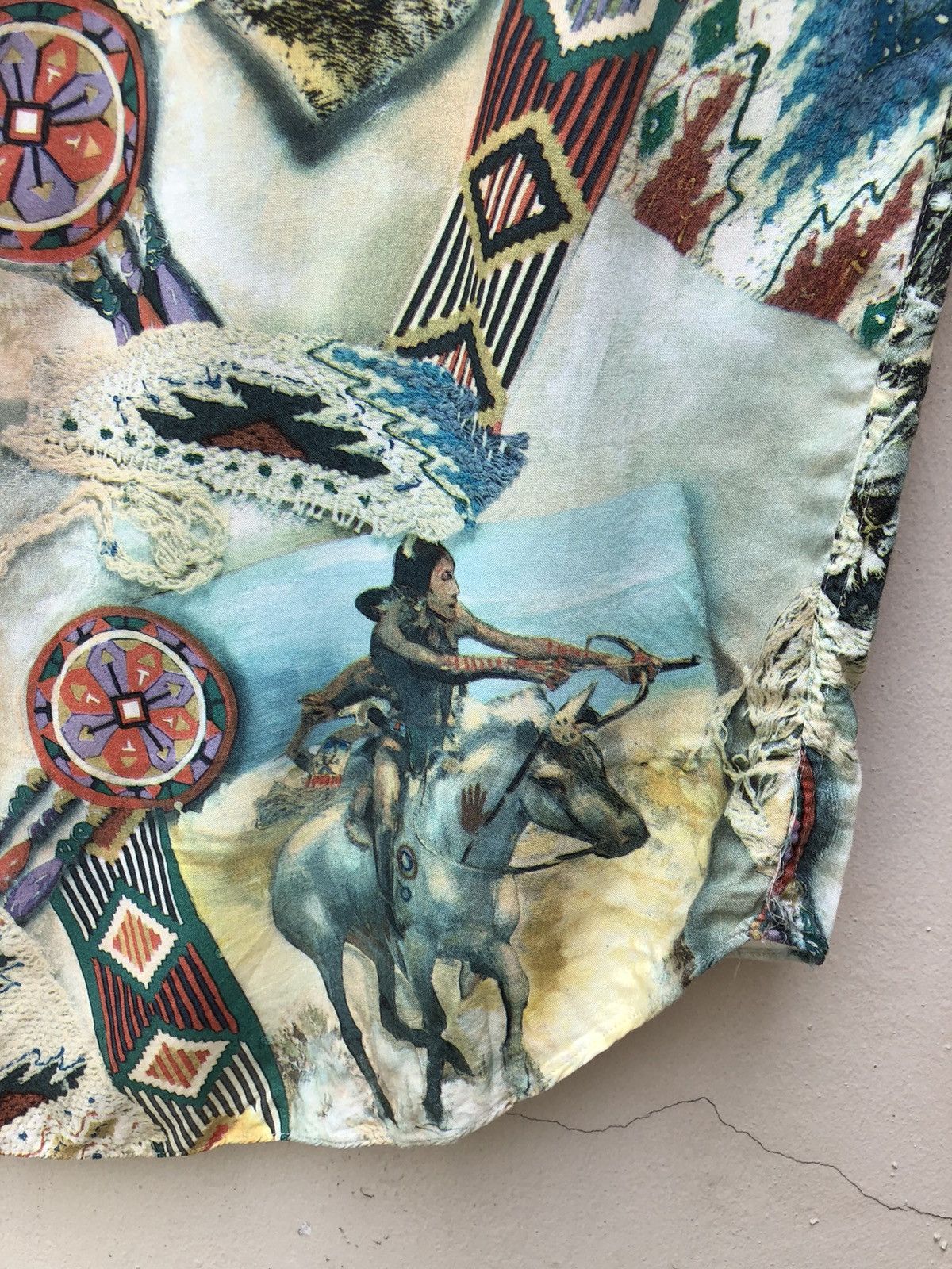 Vintage Bazzanti Indian Motif Chief Hunting Rayon Long Sleeve Shirt Size US M / EU 48-50 / 2 - 19 Thumbnail