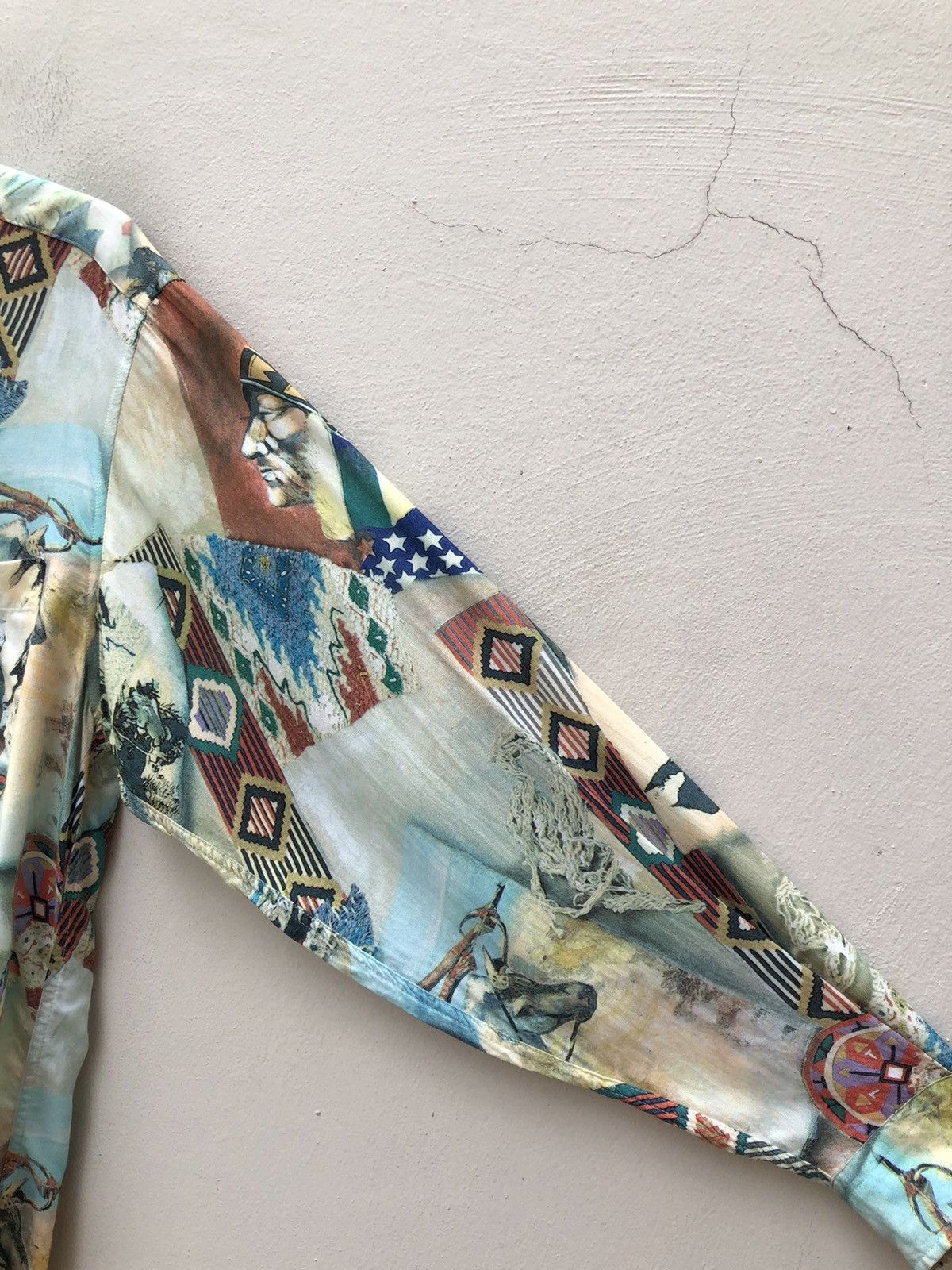 Vintage Bazzanti Indian Motif Chief Hunting Rayon Long Sleeve Shirt Size US M / EU 48-50 / 2 - 3 Thumbnail