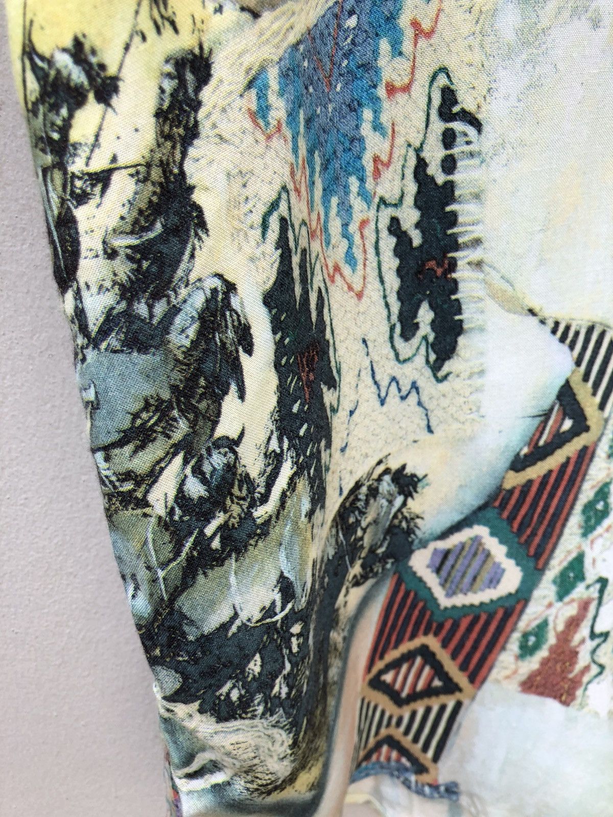 Vintage Bazzanti Indian Motif Chief Hunting Rayon Long Sleeve Shirt Size US M / EU 48-50 / 2 - 10 Thumbnail