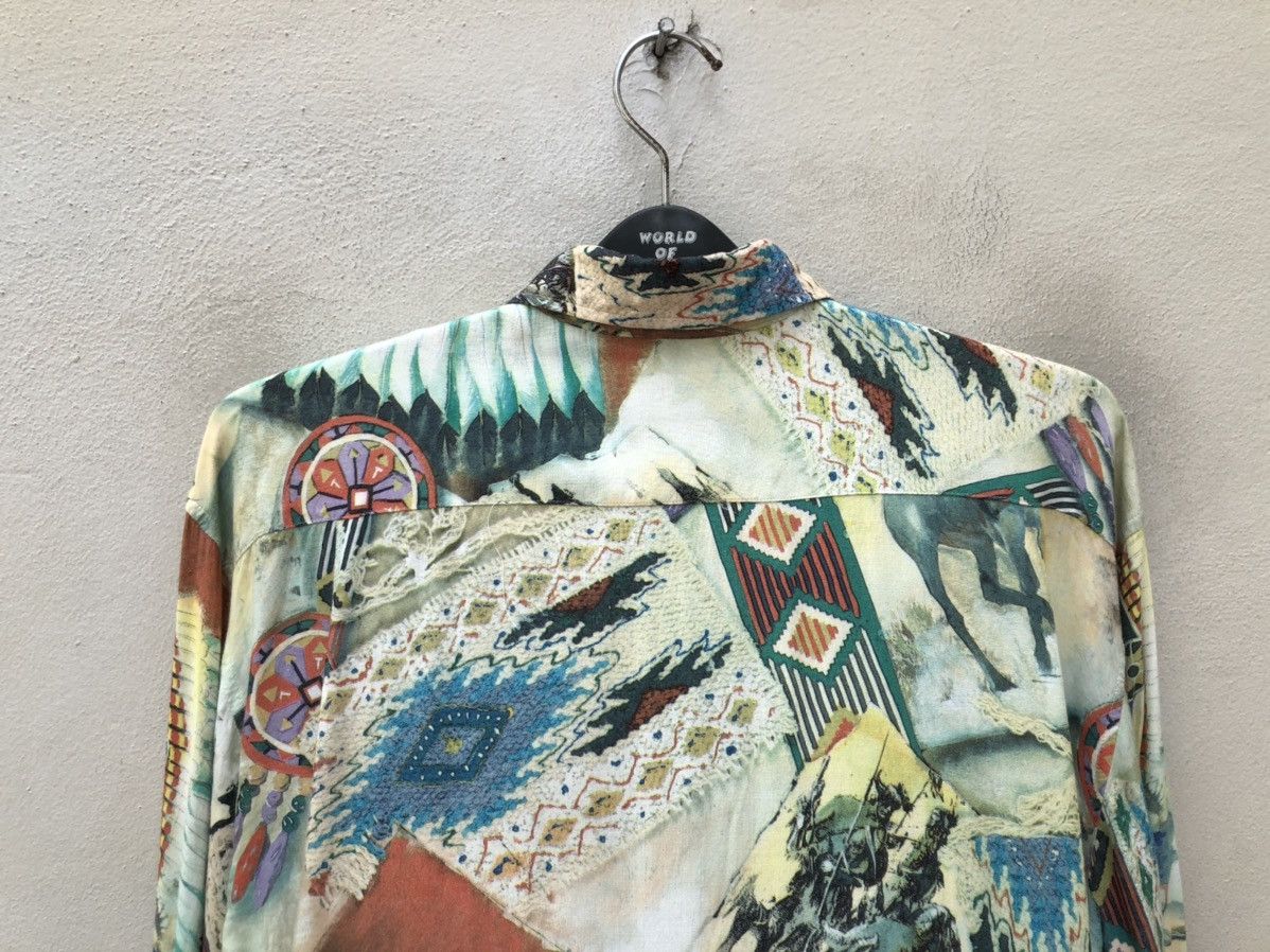 Vintage Bazzanti Indian Motif Chief Hunting Rayon Long Sleeve Shirt Size US M / EU 48-50 / 2 - 14 Thumbnail