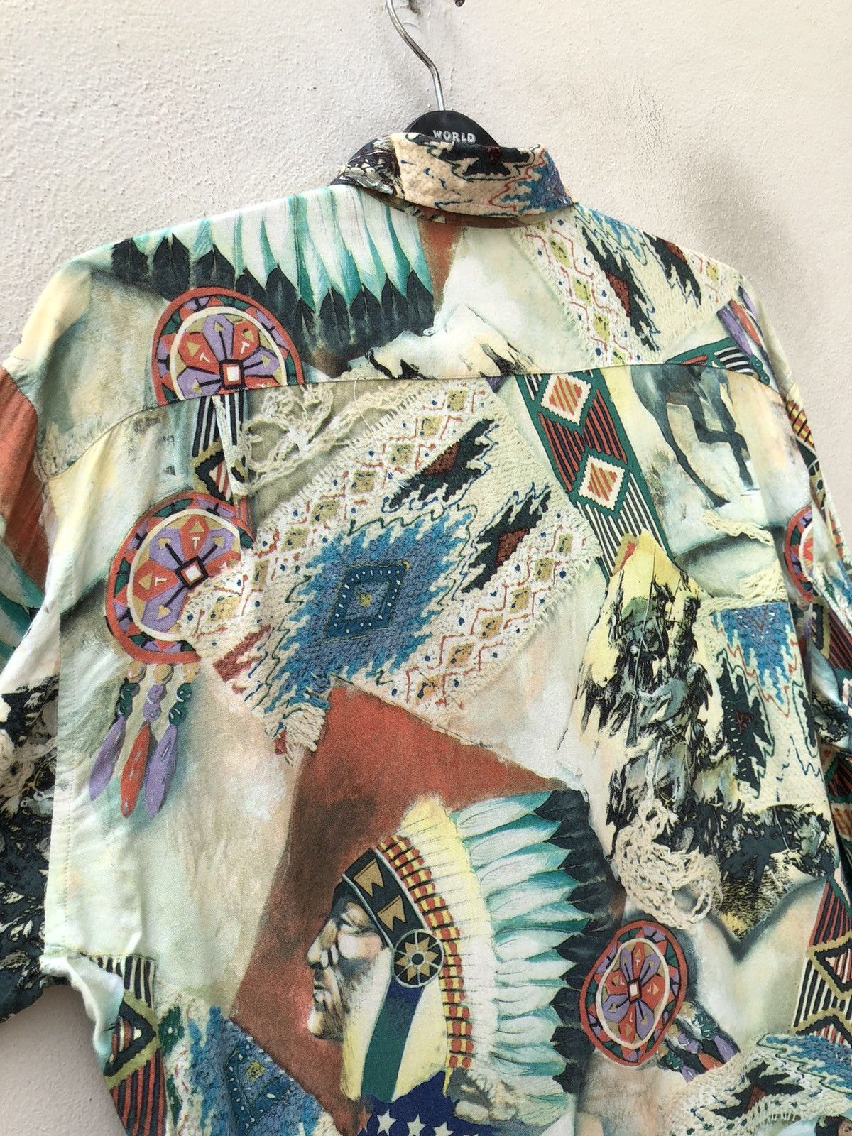 Vintage Bazzanti Indian Motif Chief Hunting Rayon Long Sleeve Shirt Size US M / EU 48-50 / 2 - 21 Thumbnail