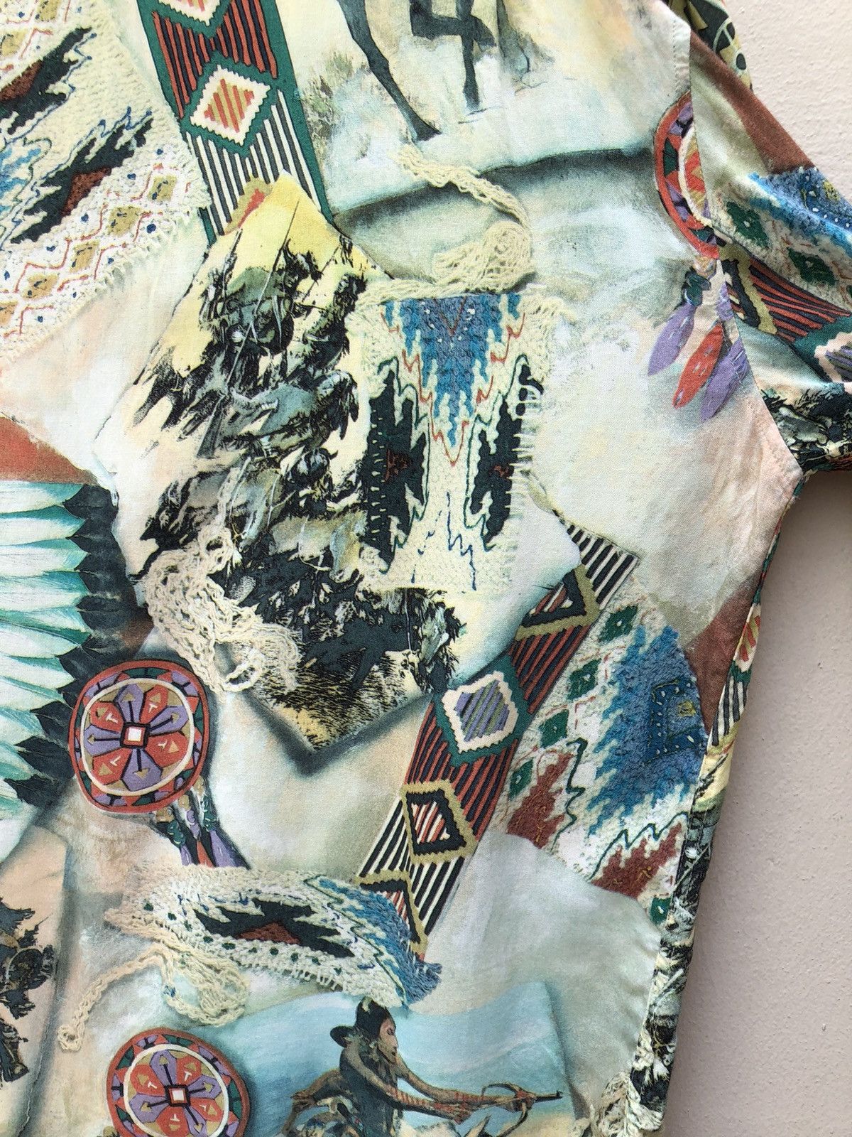 Vintage Bazzanti Indian Motif Chief Hunting Rayon Long Sleeve Shirt Size US M / EU 48-50 / 2 - 18 Thumbnail