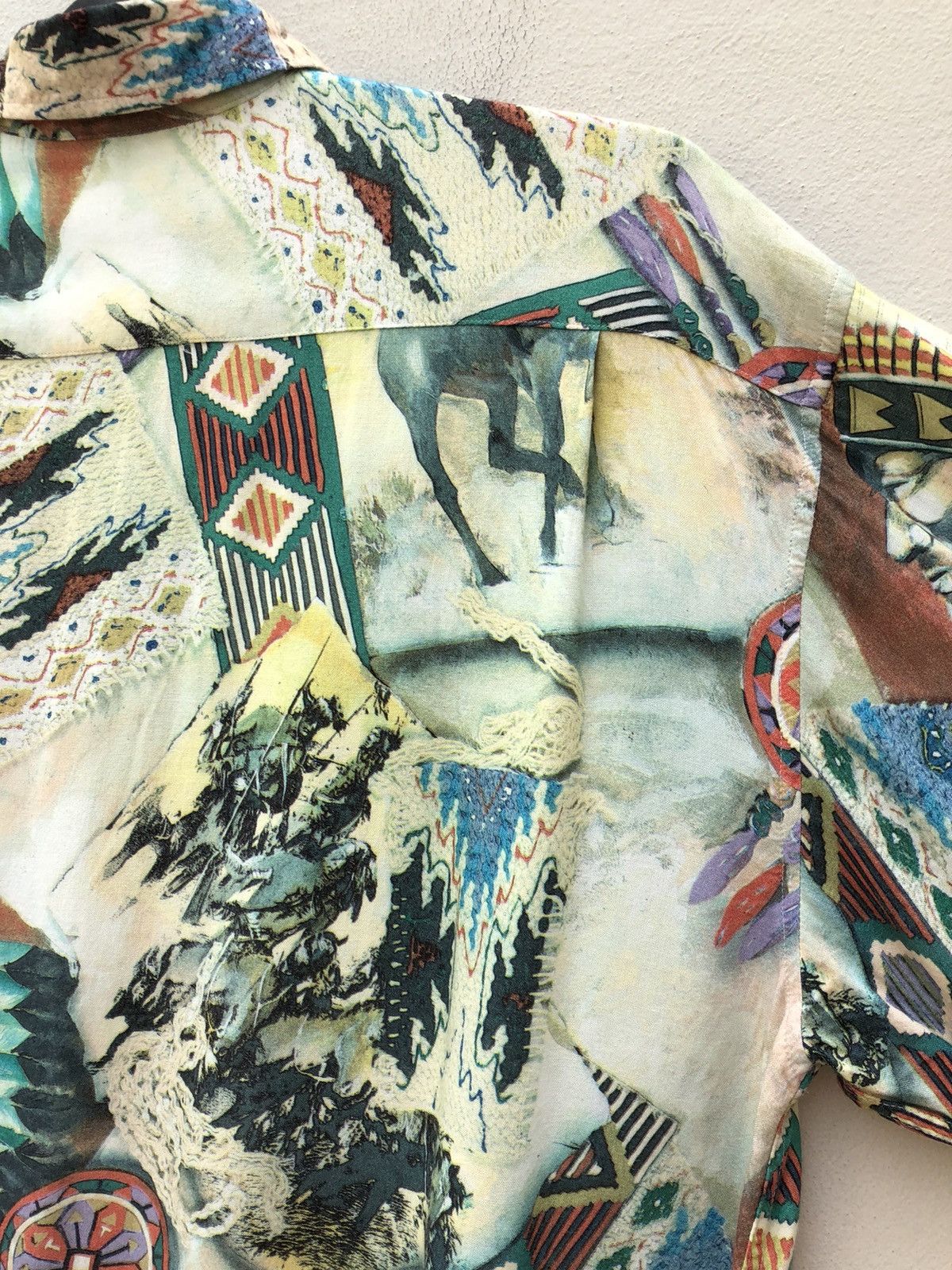 Vintage Bazzanti Indian Motif Chief Hunting Rayon Long Sleeve Shirt Size US M / EU 48-50 / 2 - 17 Thumbnail