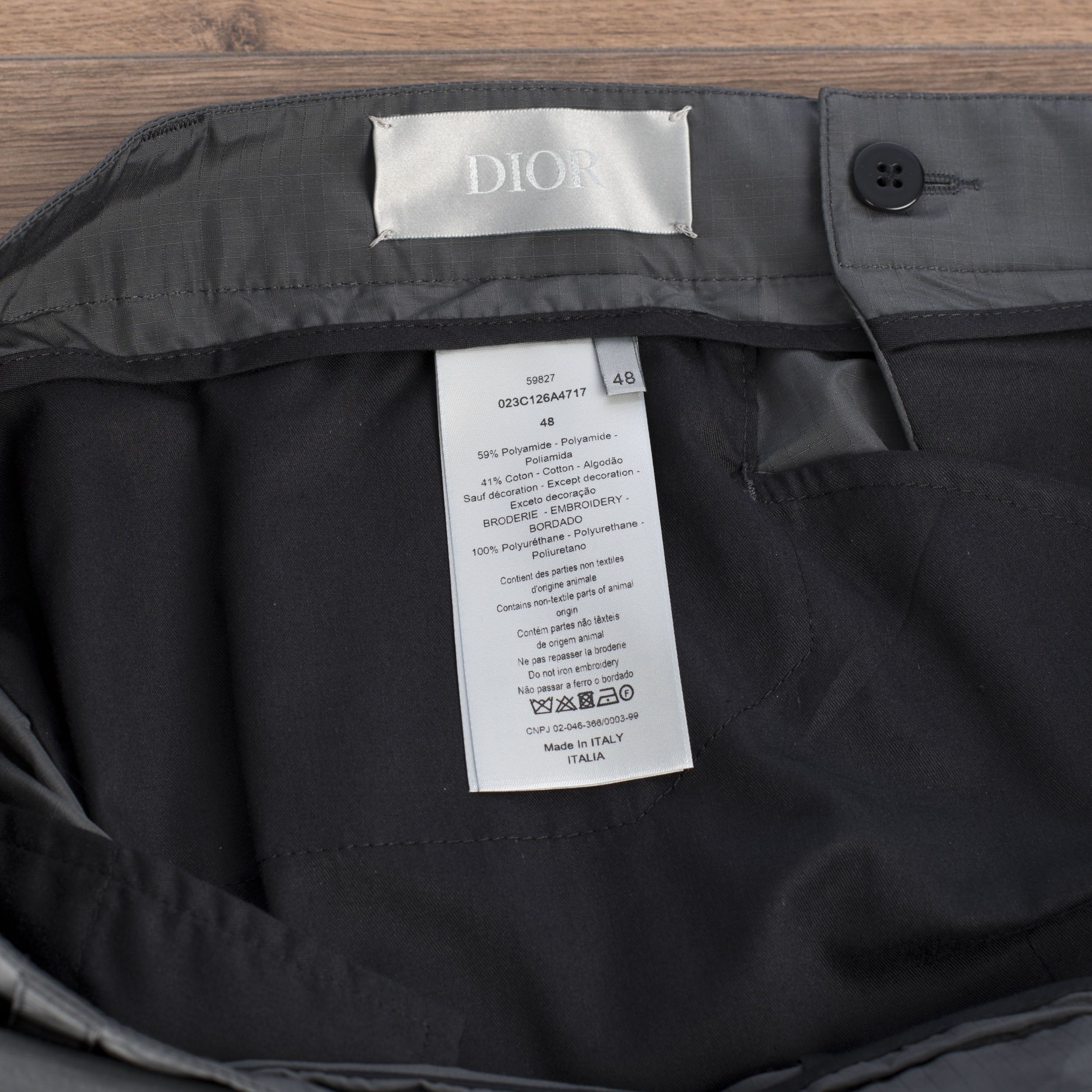 Dior × Kim Jones Anthracite Gray Technical Cotton Ripstop Cargo Pants Size US 32 / EU 48 - 12 Thumbnail