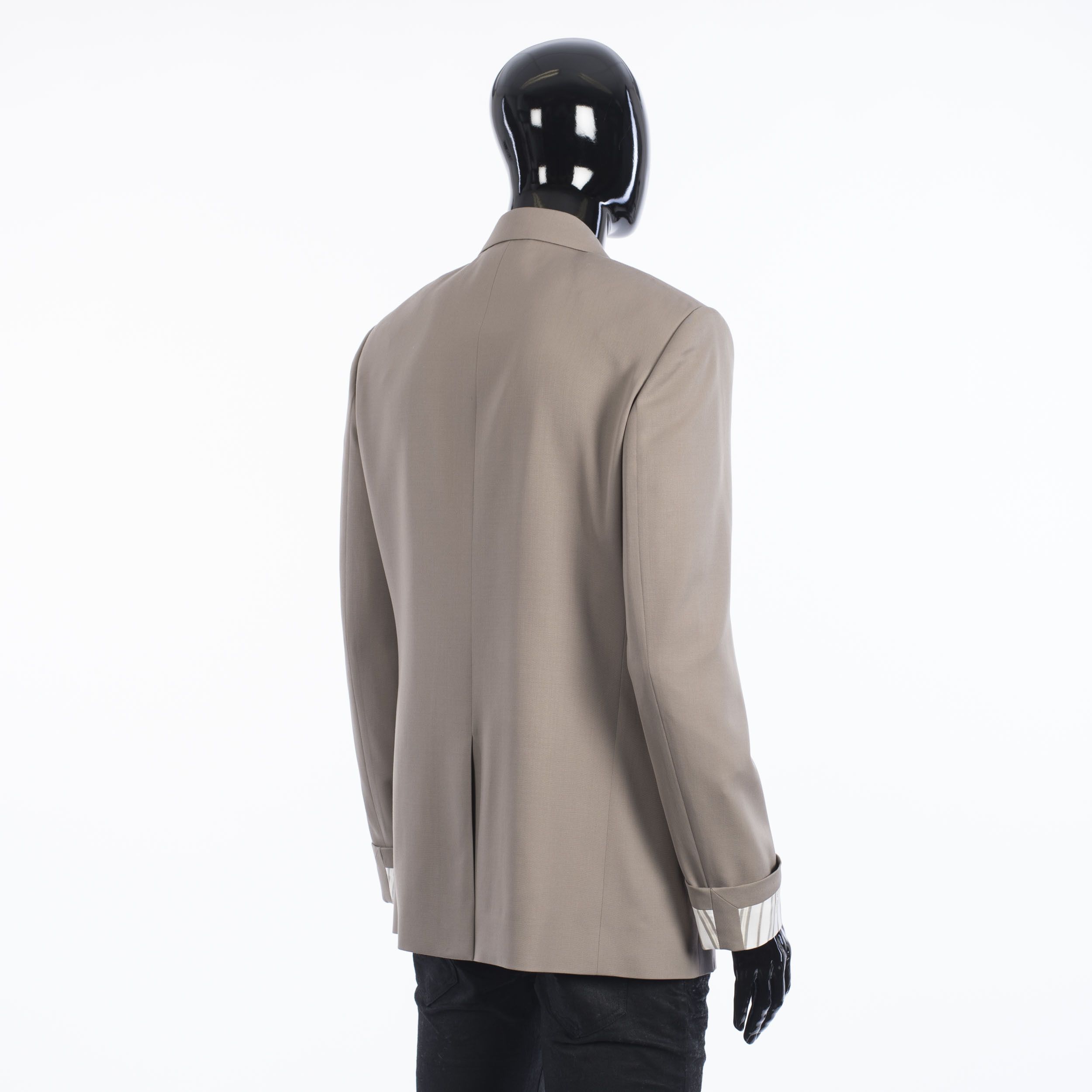 Dior SS21 Blazer With 'Dior' Striped Cuffs In Beige Wool Twill Size 40R - 7 Thumbnail