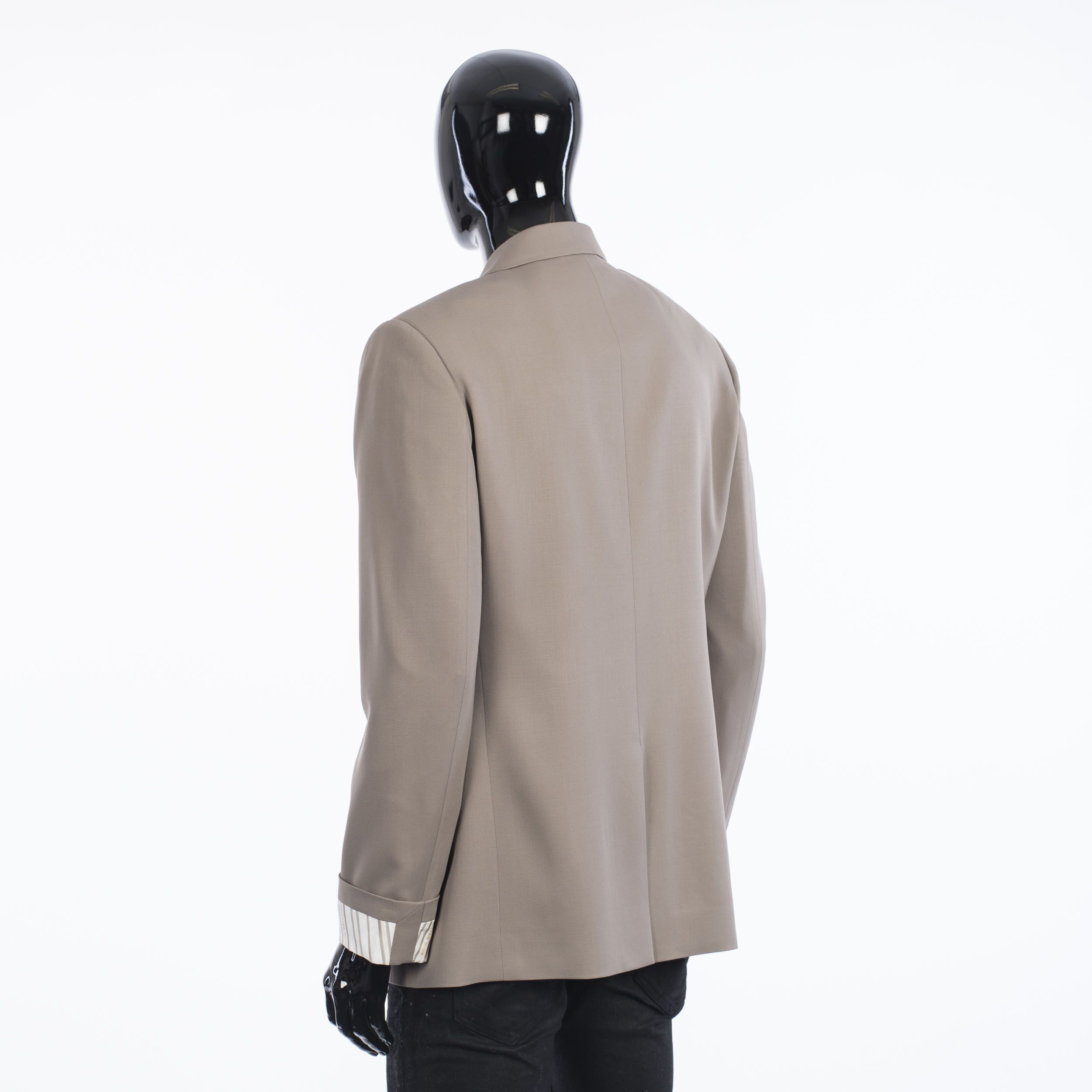 Dior SS21 Blazer With 'Dior' Striped Cuffs In Beige Wool Twill Size 40R - 5 Thumbnail