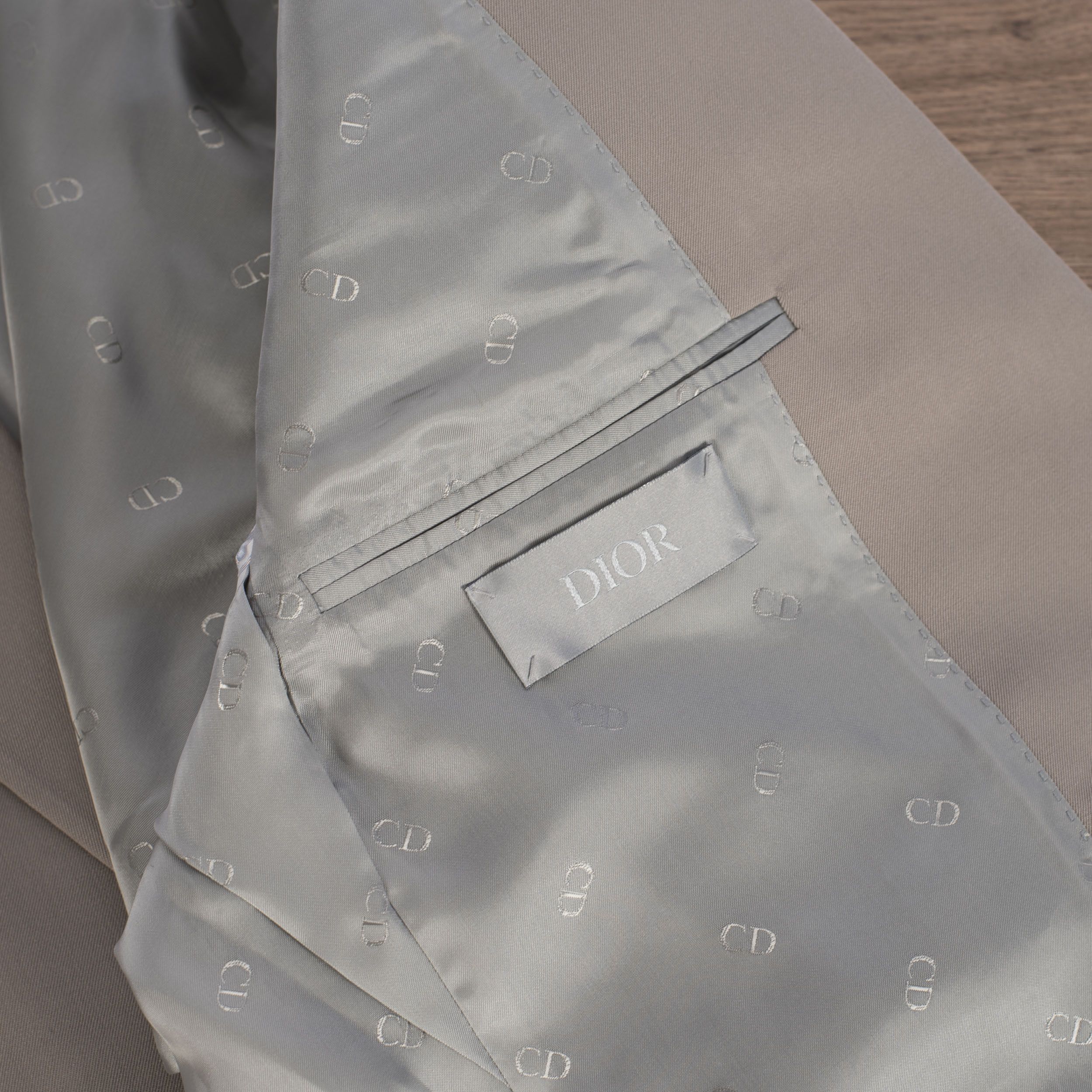 Dior SS21 Blazer With 'Dior' Striped Cuffs In Beige Wool Twill Size 40R - 13 Thumbnail