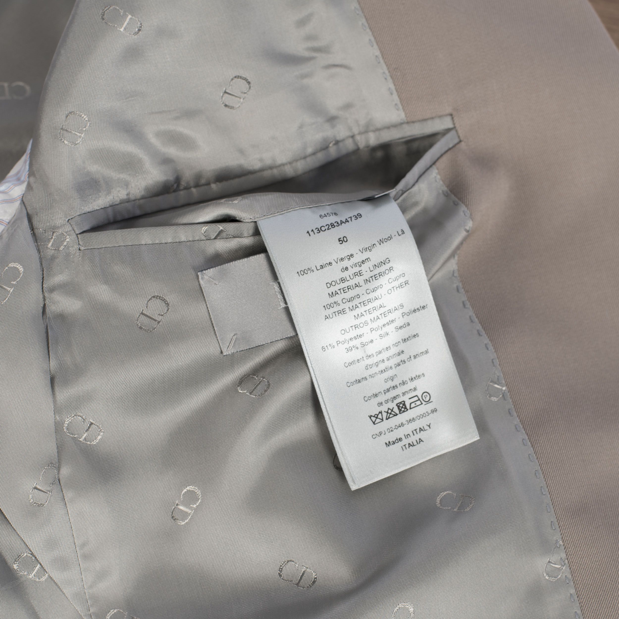 Dior SS21 Blazer With 'Dior' Striped Cuffs In Beige Wool Twill Size 40R - 14 Thumbnail