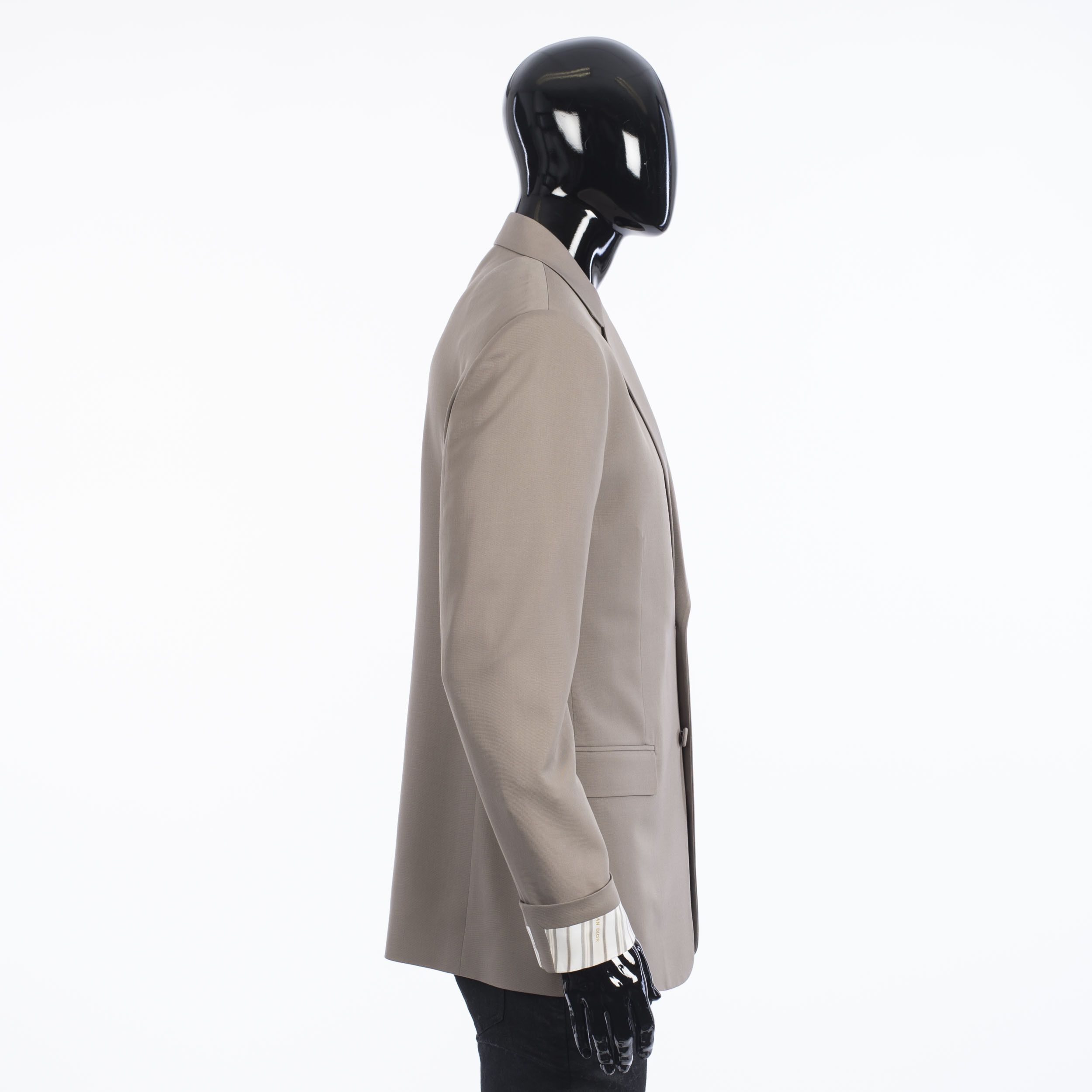 Dior SS21 Blazer With 'Dior' Striped Cuffs In Beige Wool Twill Size 40R - 8 Thumbnail