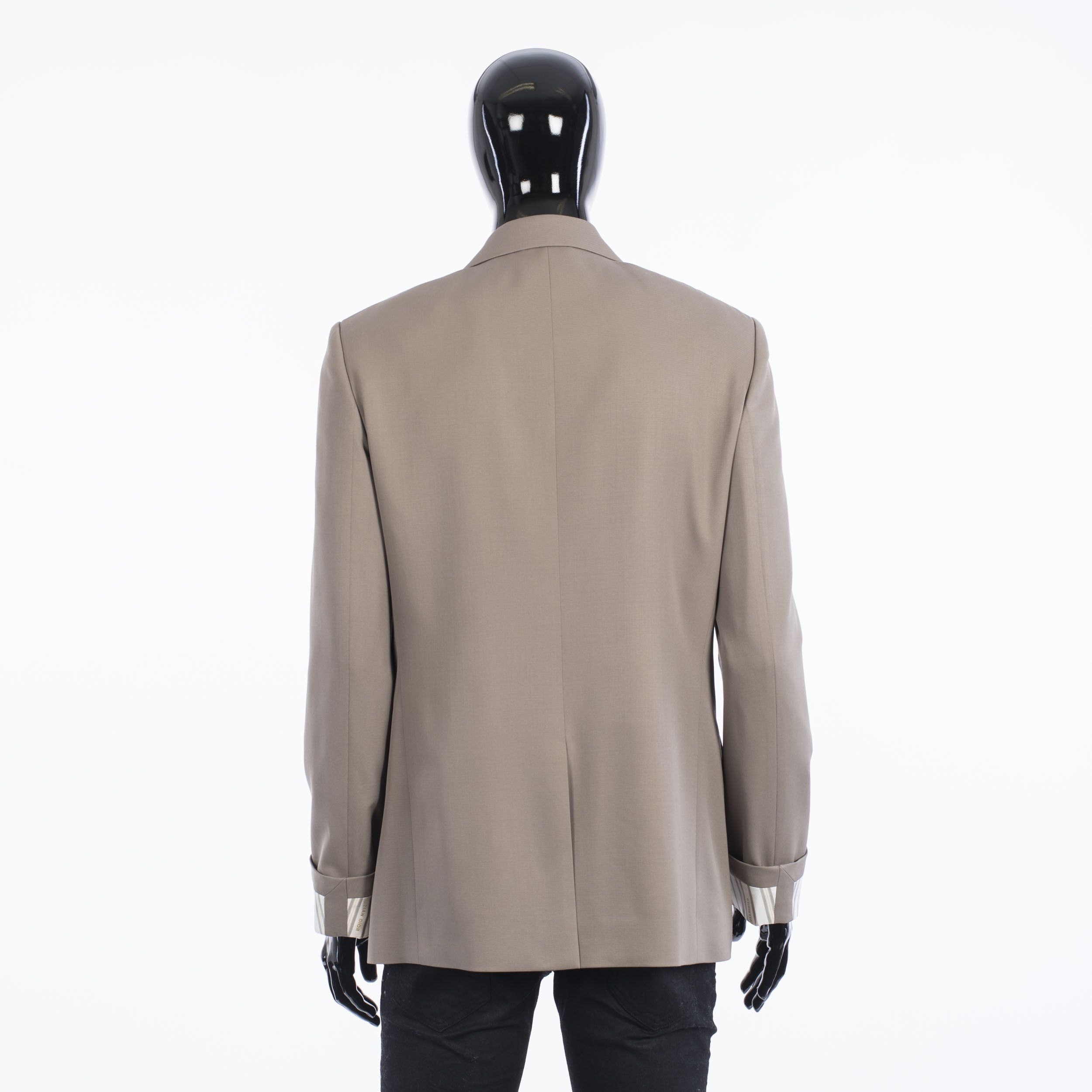 Dior SS21 Blazer With 'Dior' Striped Cuffs In Beige Wool Twill Size 40R - 6 Thumbnail