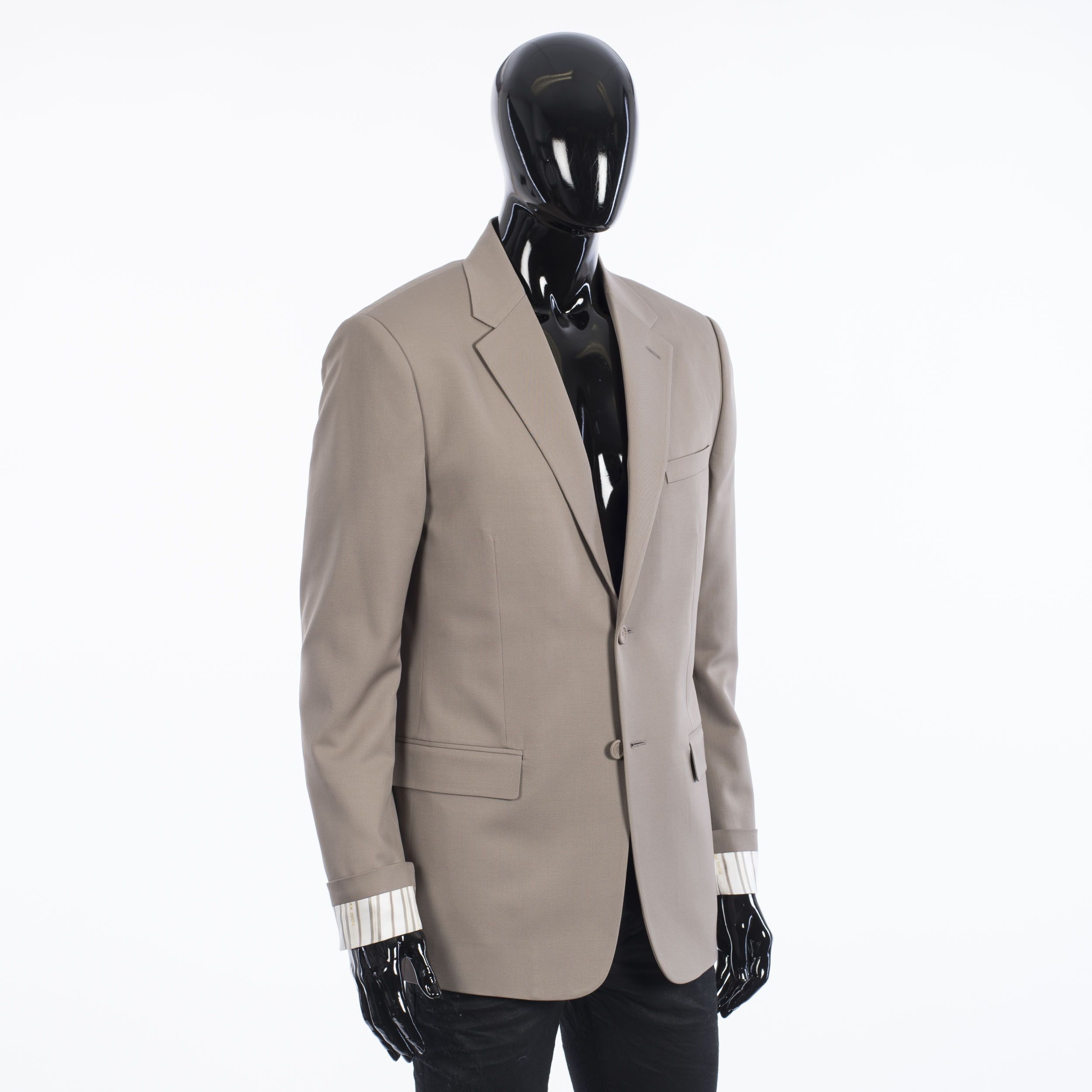 Dior SS21 Blazer With 'Dior' Striped Cuffs In Beige Wool Twill Size 40R - 9 Thumbnail