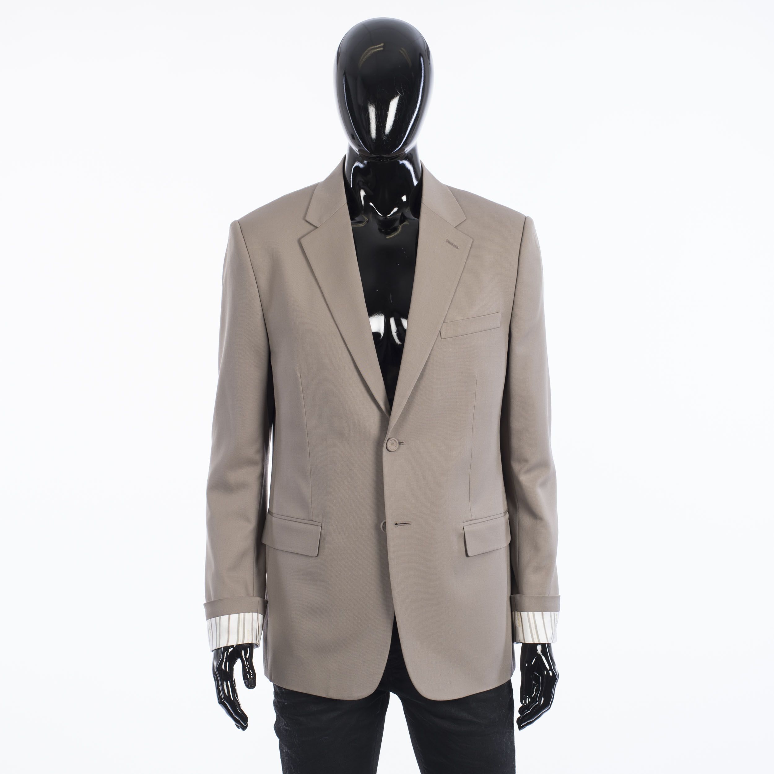 Dior SS21 Blazer With 'Dior' Striped Cuffs In Beige Wool Twill Size 40R - 1 Thumbnail