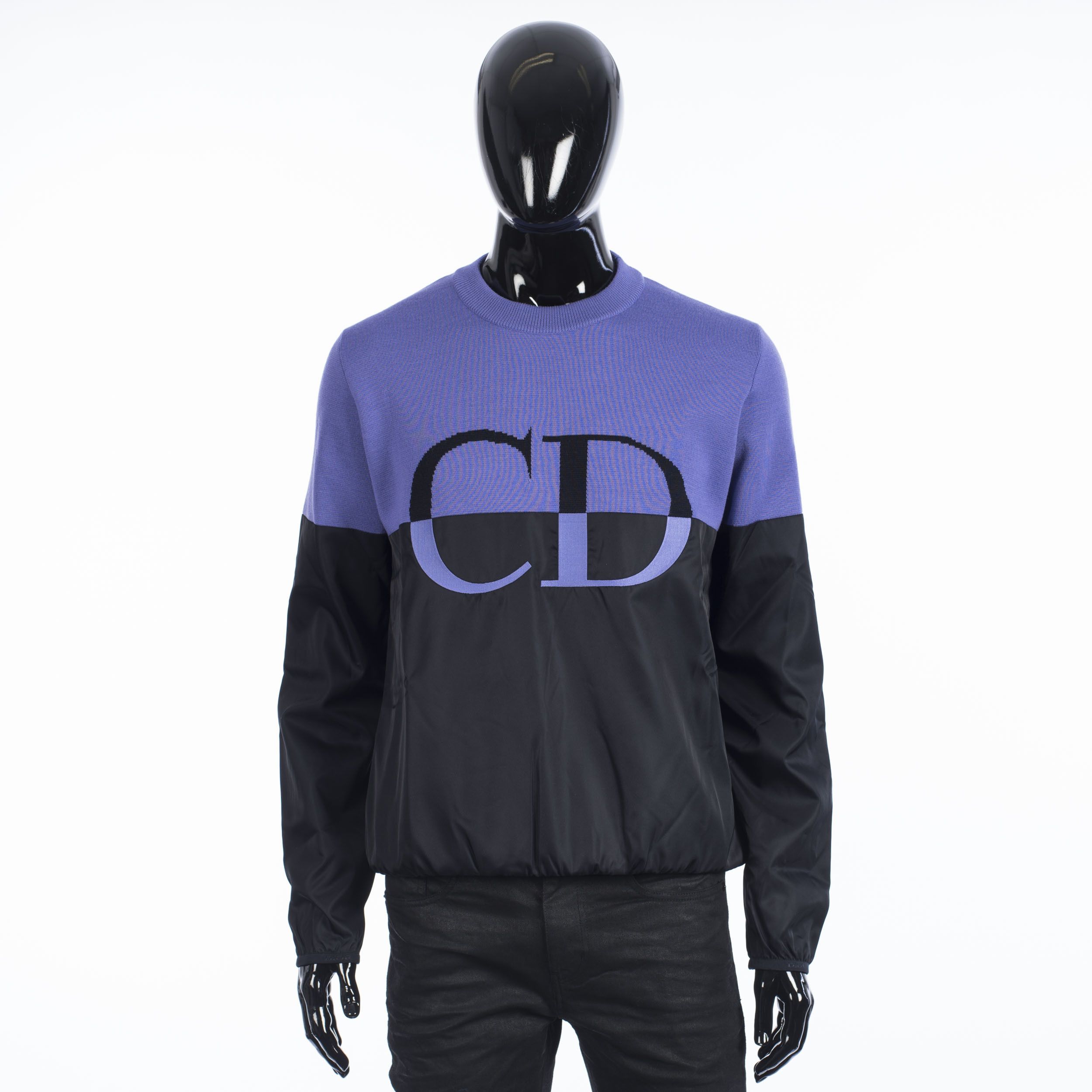 SS21 CD Sweater In Purple Punto Milano Wool & Black Fabric