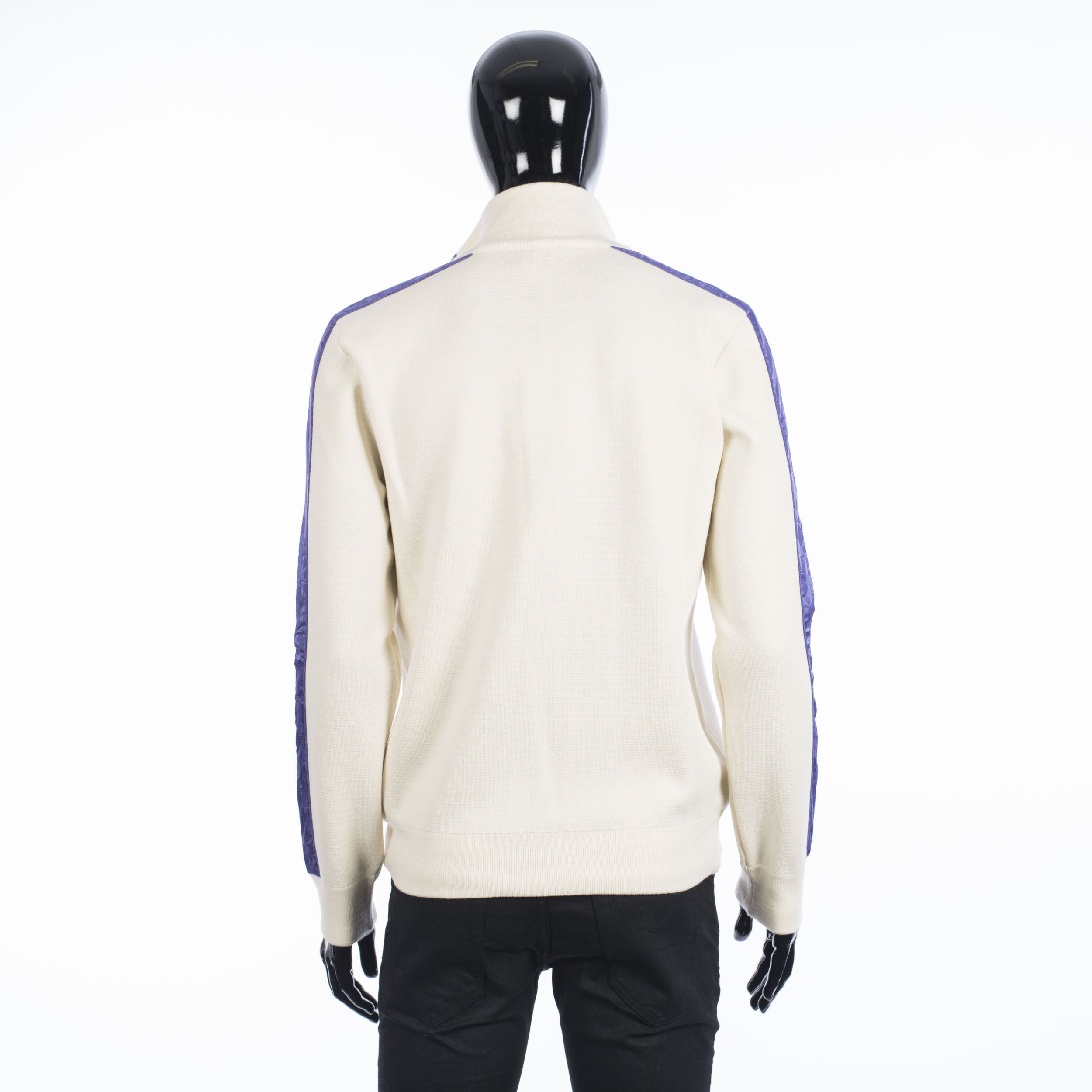 Dior High Collar Sweater With Oblique Inserts In White Wool Size US L / EU 52-54 / 3 - 5 Thumbnail