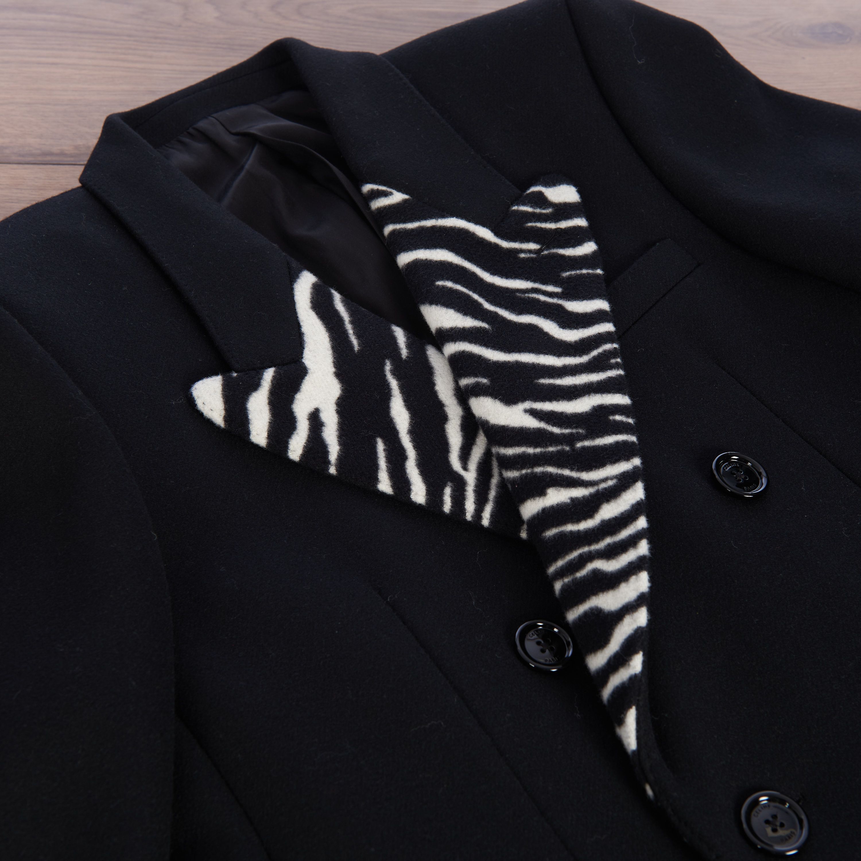 Celine Long Double-Breasted Overcoat Notch Collar Tiger Jacquard Size US M / EU 48-50 / 2 - 9 Thumbnail