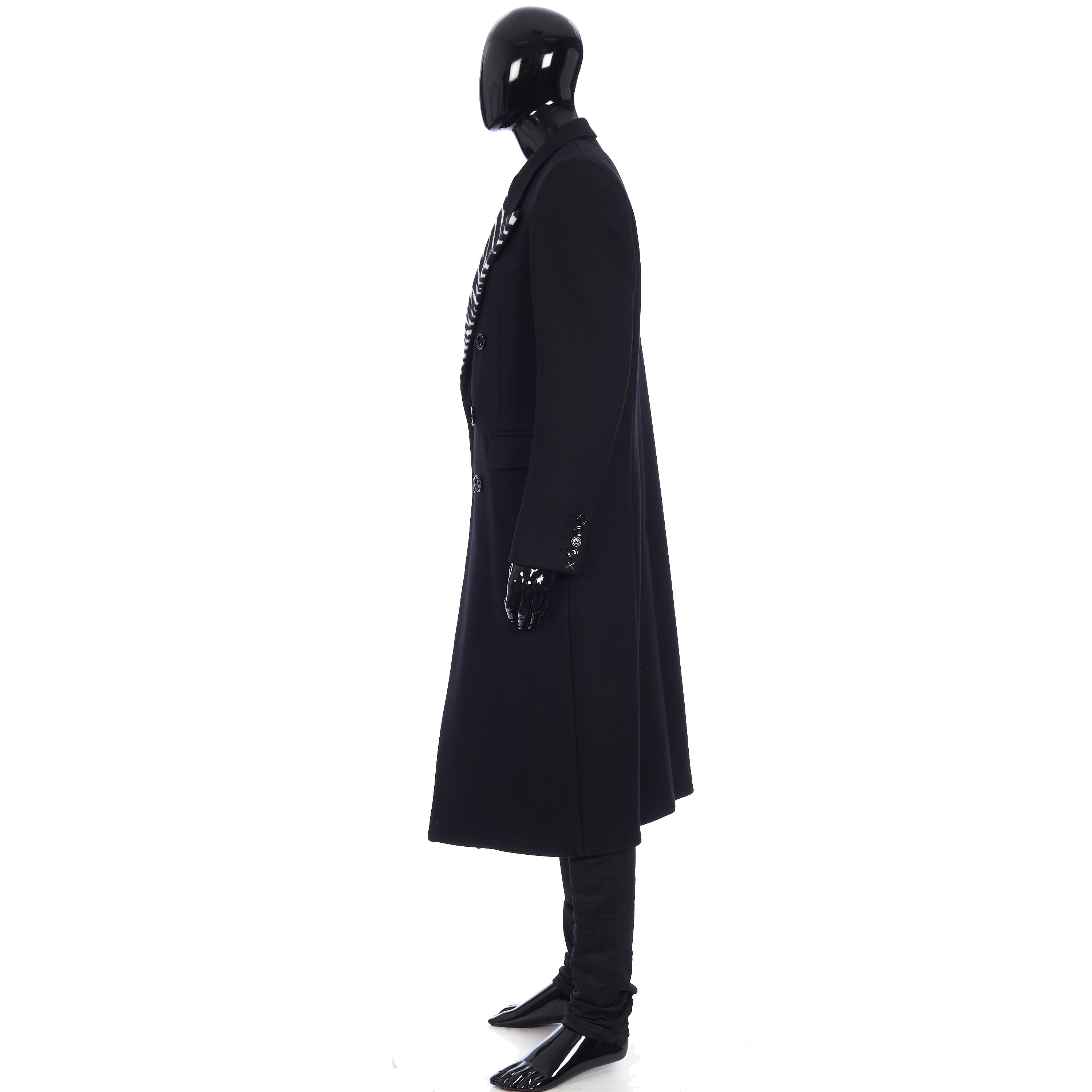 Celine Long Double-Breasted Overcoat Notch Collar Tiger Jacquard Size US M / EU 48-50 / 2 - 3 Thumbnail
