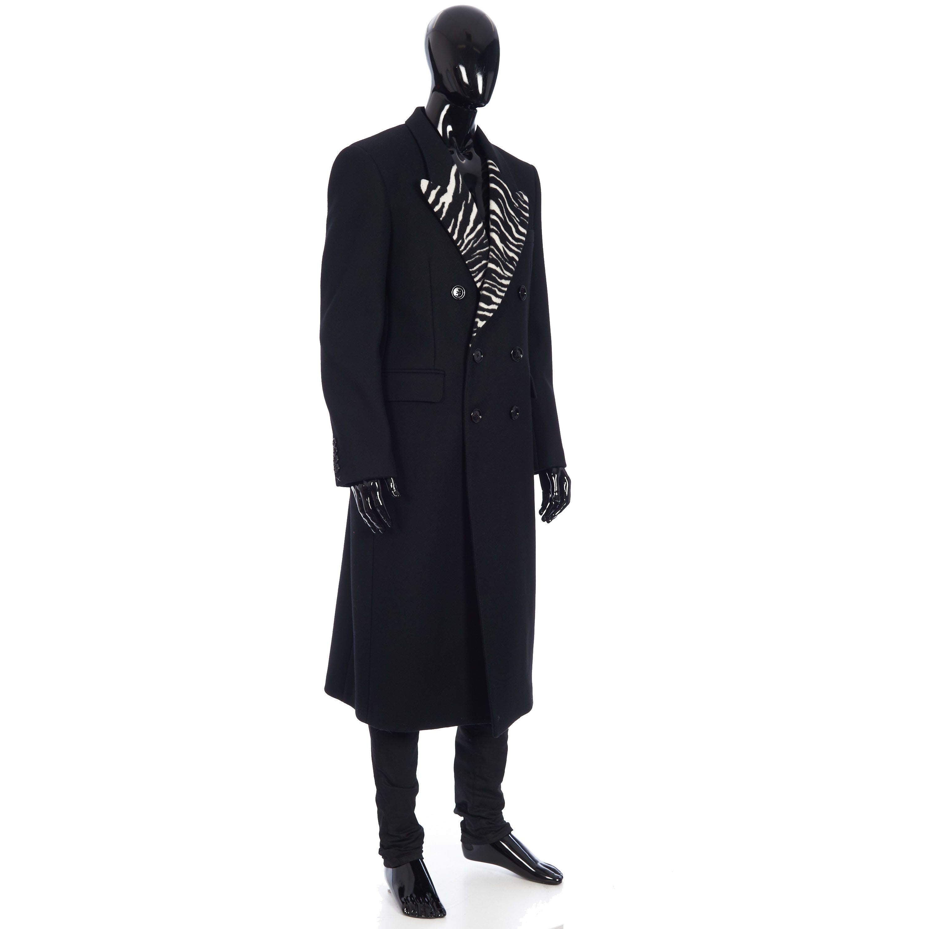 Celine Long Double-Breasted Overcoat Notch Collar Tiger Jacquard Size US M / EU 48-50 / 2 - 8 Thumbnail