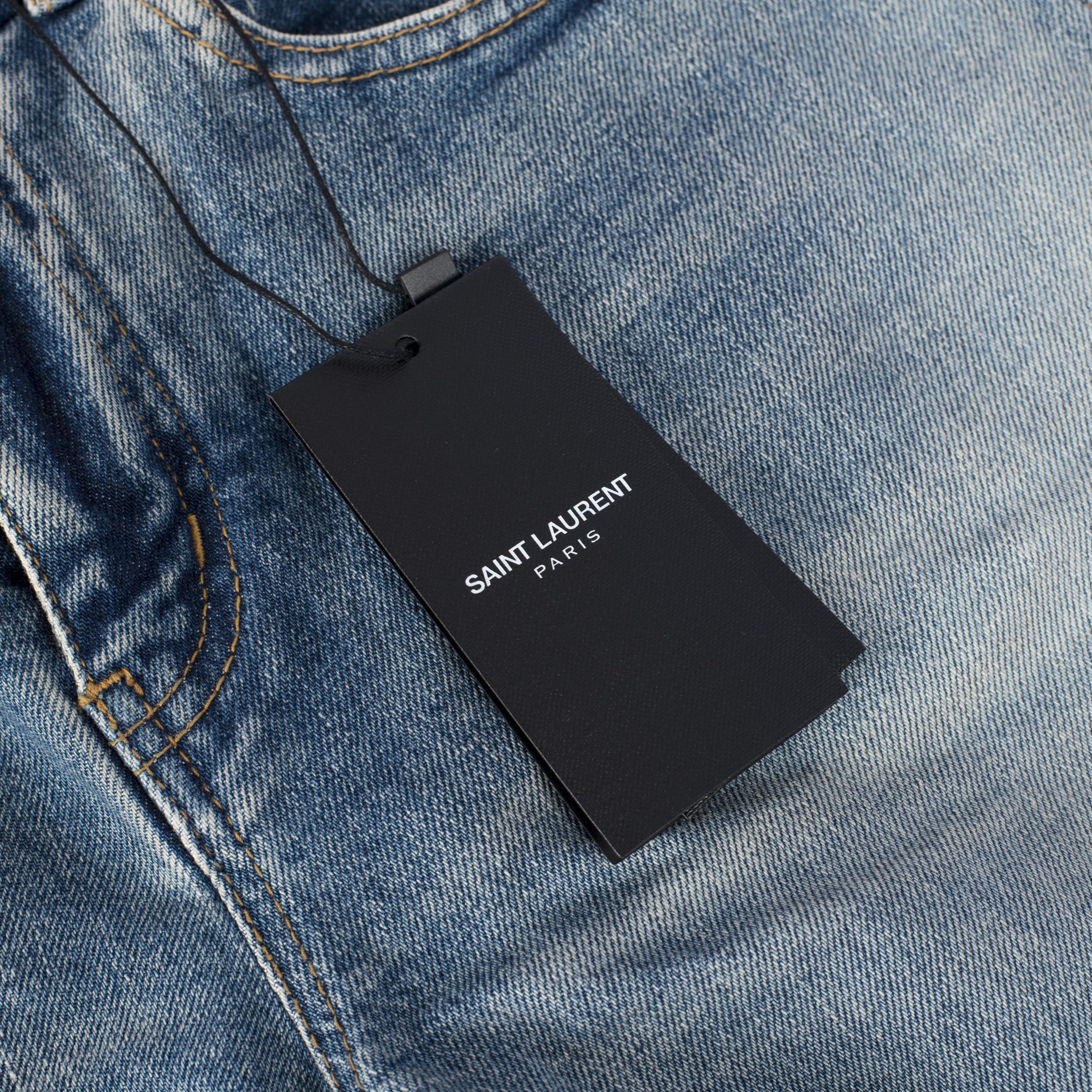 Saint Laurent Paris 790$ Skinny Blue Stretch Denim Jeans With Destroyed Knees Size US 28 / EU 44 - 18 Thumbnail