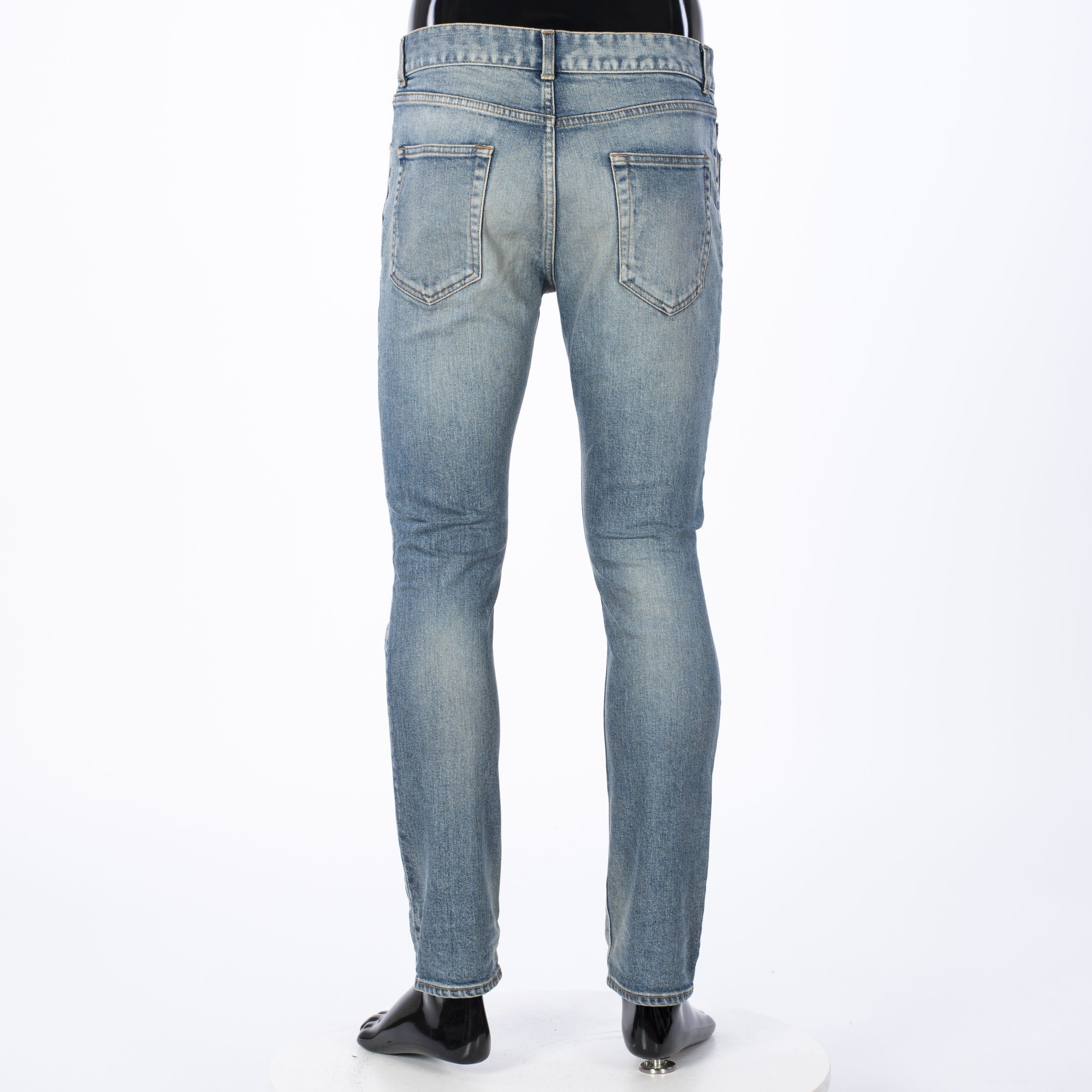 Saint Laurent Paris 790$ Skinny Blue Stretch Denim Jeans With Destroyed Knees Size US 28 / EU 44 - 6 Thumbnail