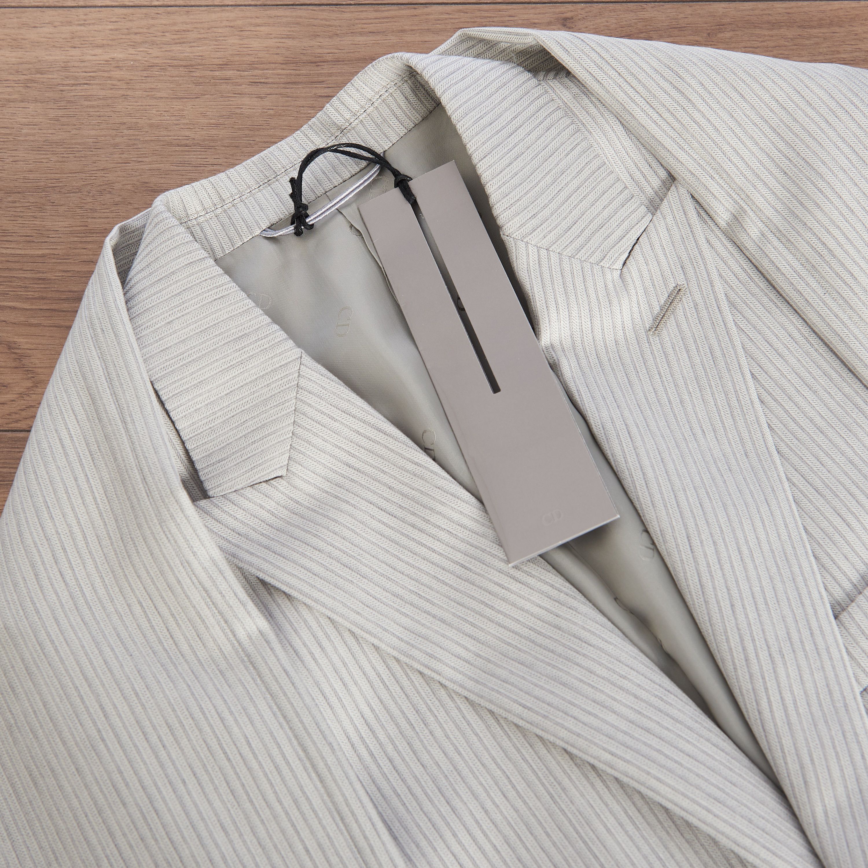 Dior Striped Sleeveless Jacket & Scarf In Beige Wool Twill Size 36R - 11 Thumbnail