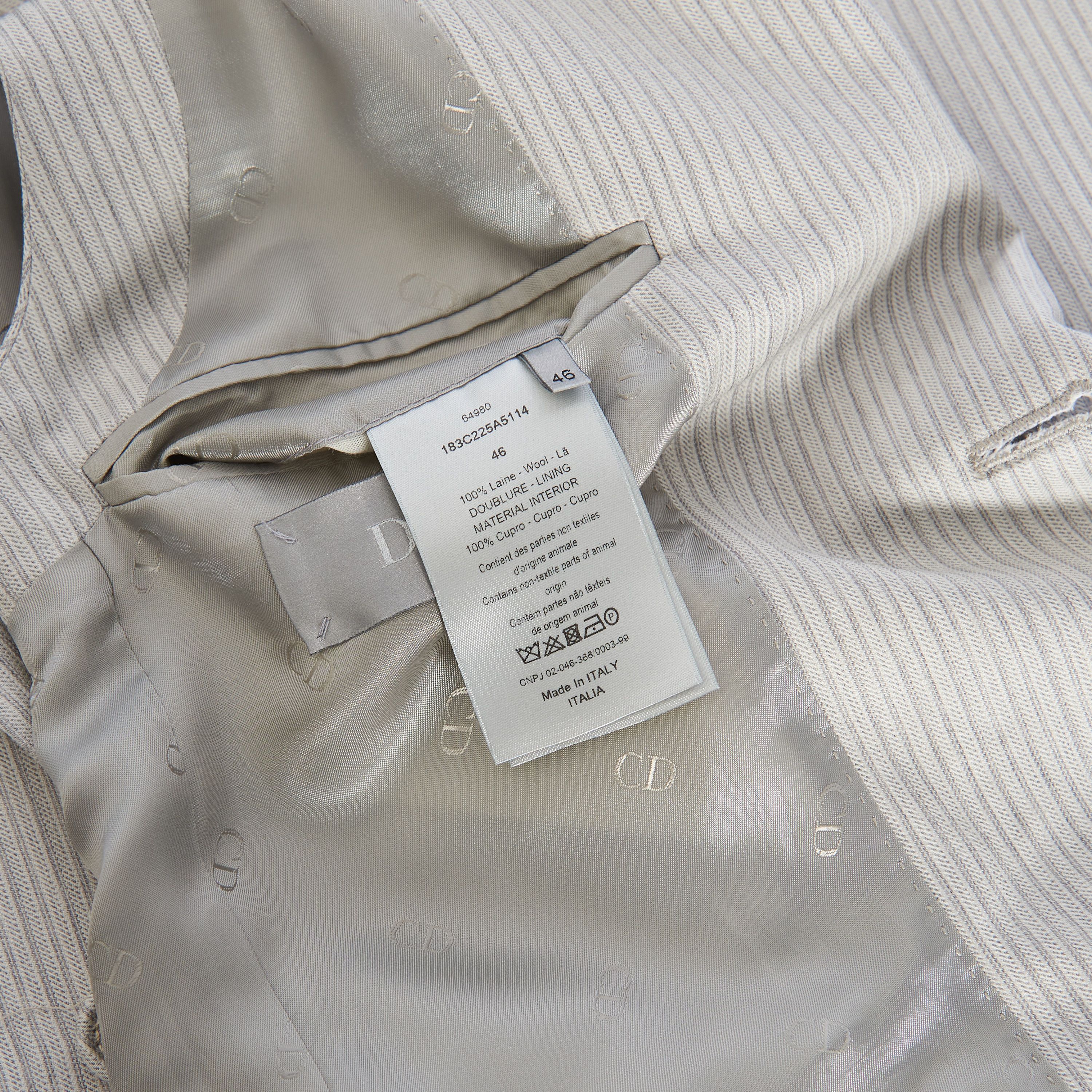 Dior Striped Sleeveless Jacket & Scarf In Beige Wool Twill Size 36R - 13 Thumbnail