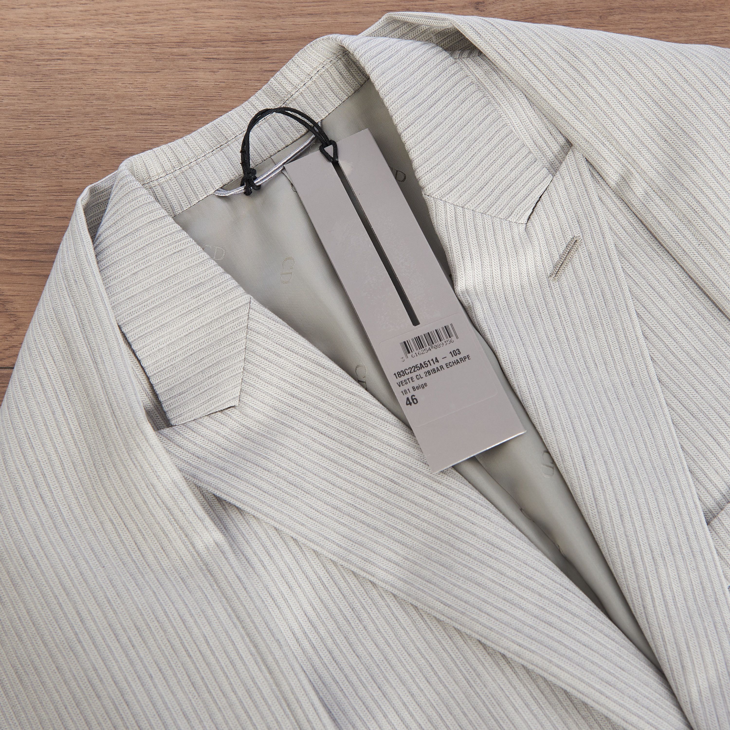 Dior Striped Sleeveless Jacket & Scarf In Beige Wool Twill Size 36R - 10 Thumbnail