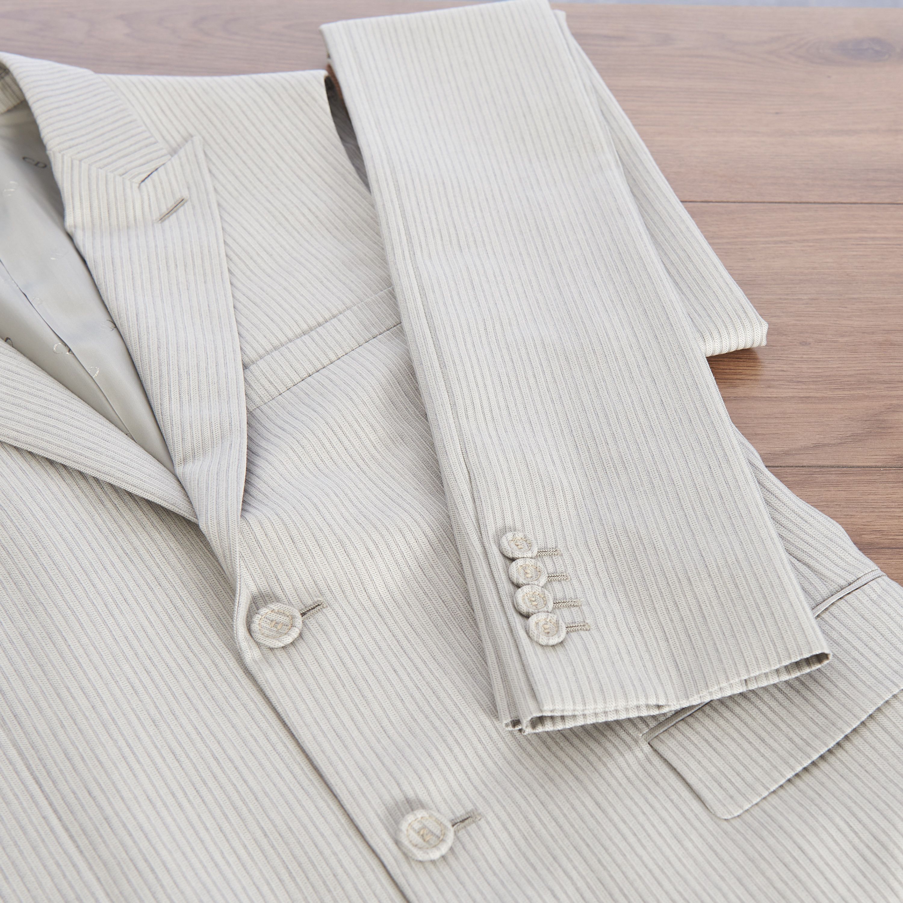 Dior Striped Sleeveless Jacket & Scarf In Beige Wool Twill Size 36R - 16 Thumbnail