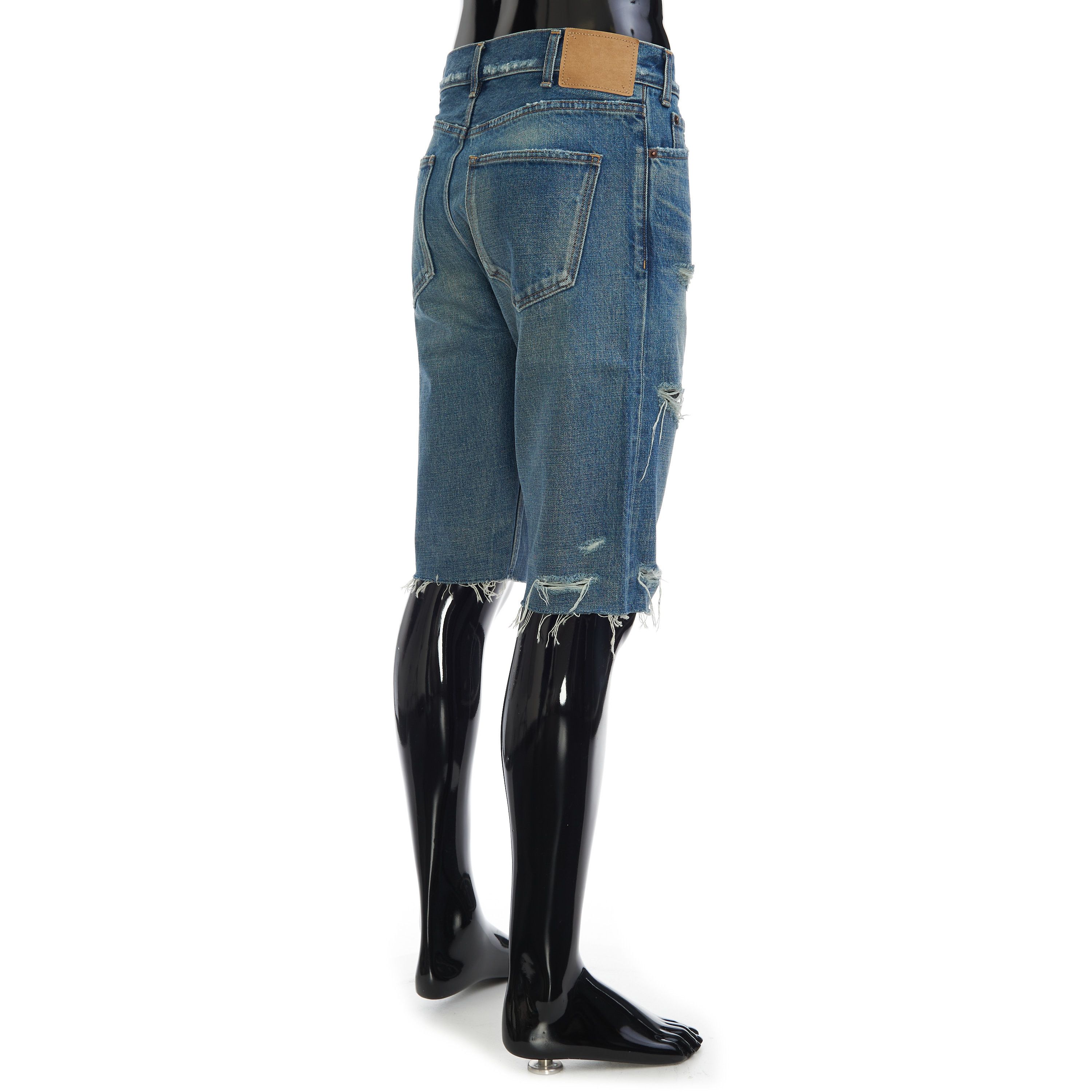Celine Kurt Mid-Rise Shorts In Destroyed Thrash Wash Denim Size US 29 - 6 Thumbnail