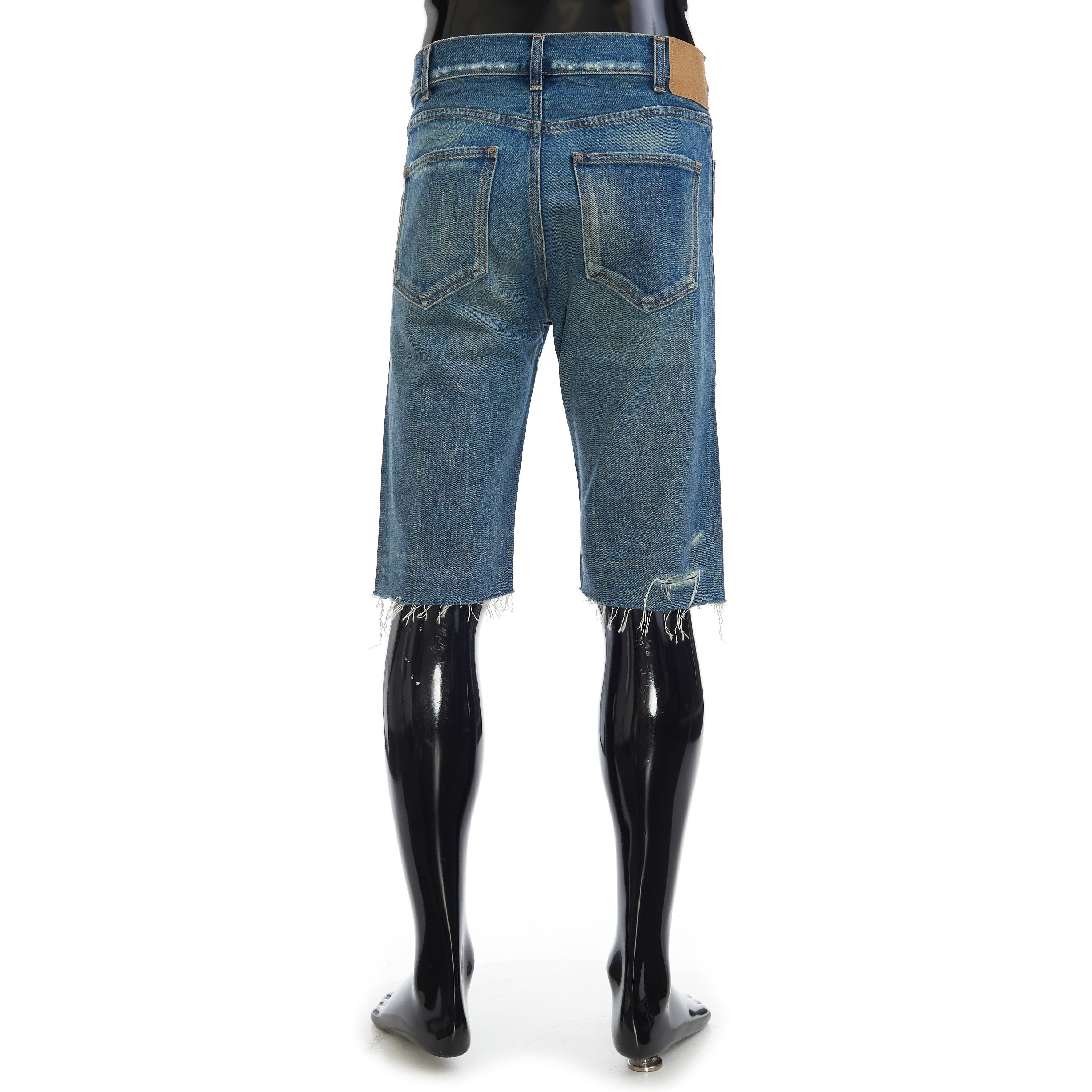 Celine Kurt Mid-Rise Shorts In Destroyed Thrash Wash Denim Size US 29 - 5 Thumbnail
