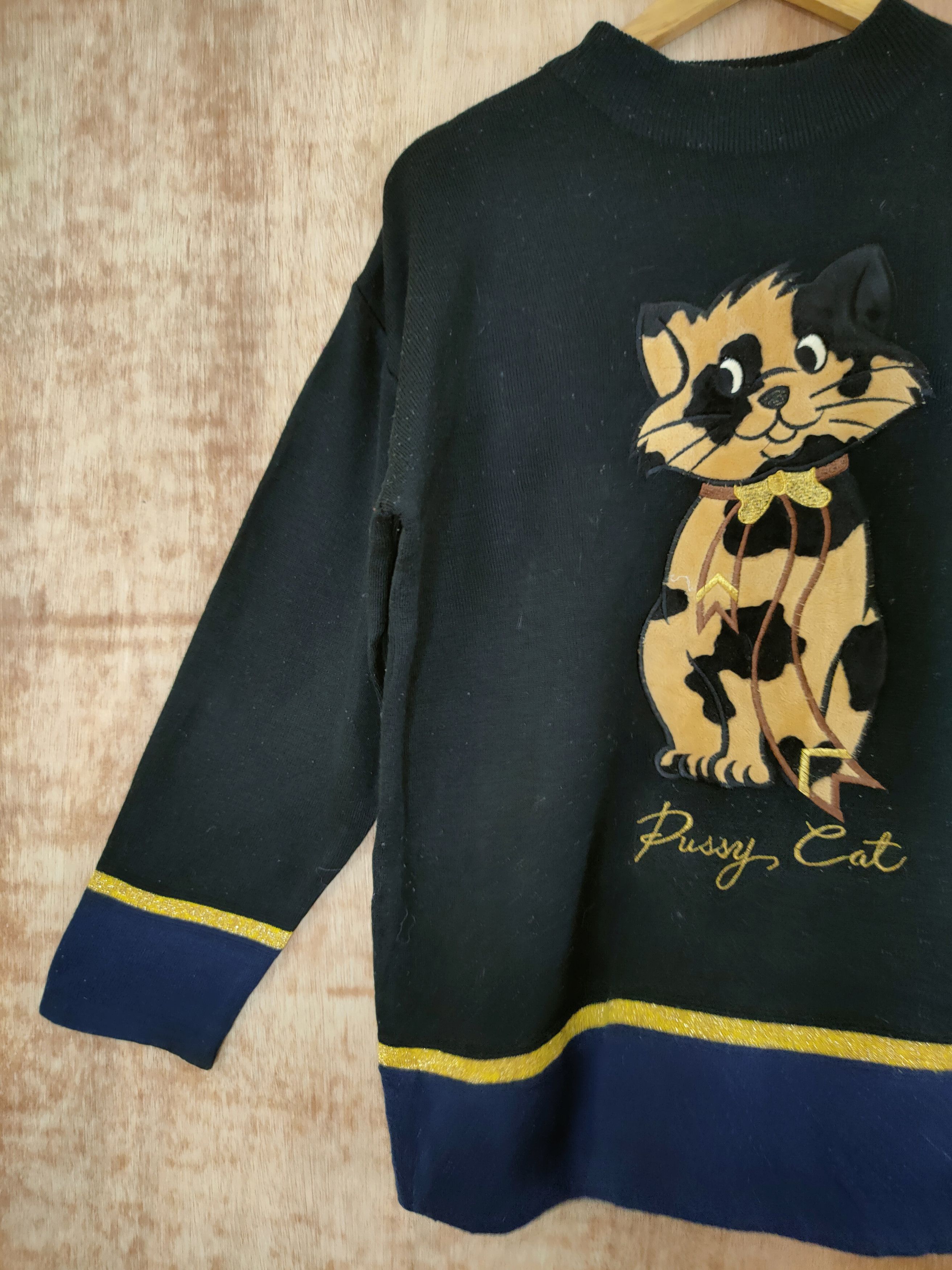 Homespun Knitwear DLL Pussy Cat knitwear vintage streetwear black #46-471 Size XL / US 12-14 / IT 48-50 - 2 Thumbnail