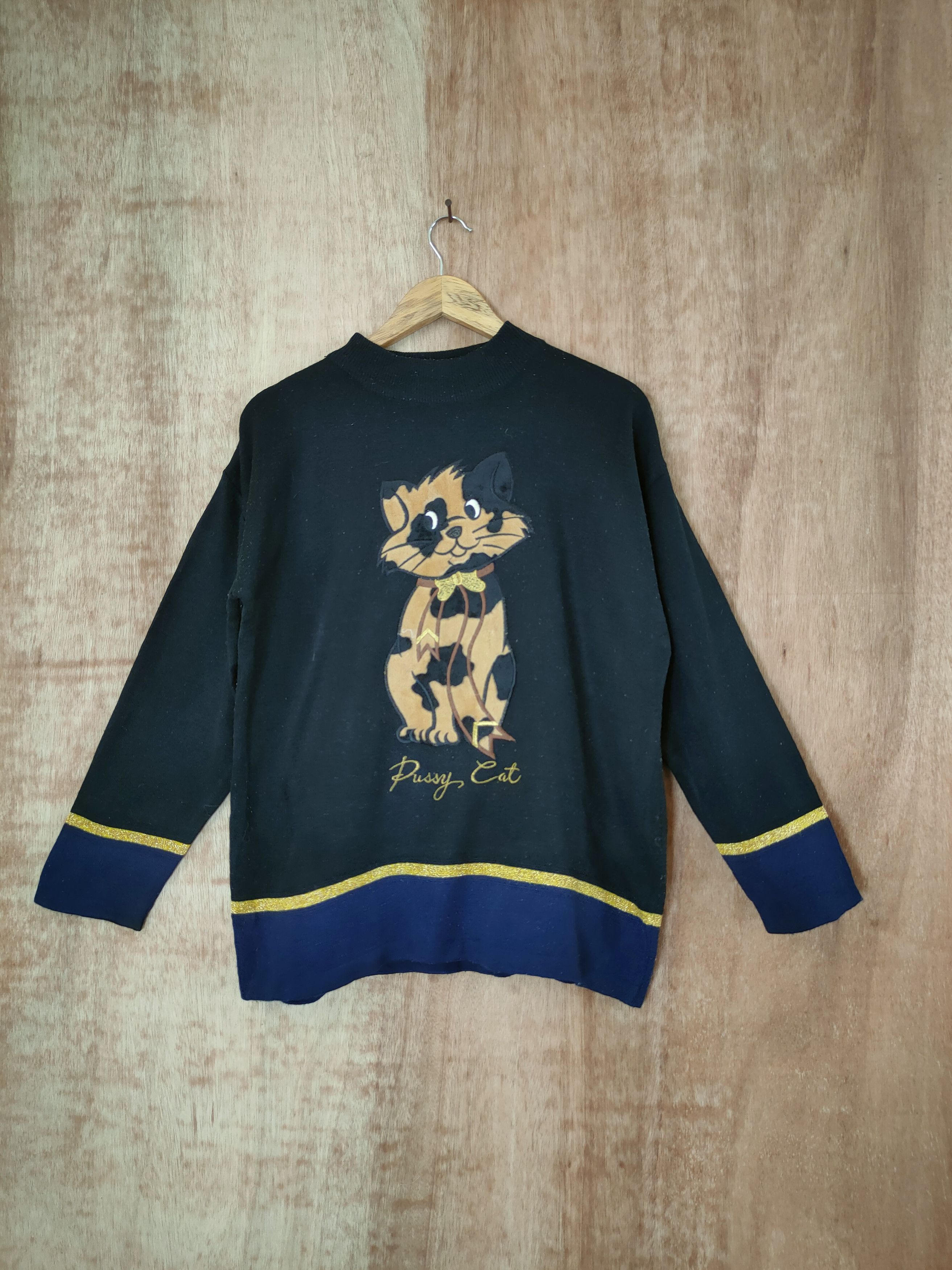 Homespun Knitwear DLL Pussy Cat knitwear vintage streetwear black #46-471 Size XL / US 12-14 / IT 48-50 - 1 Thumbnail