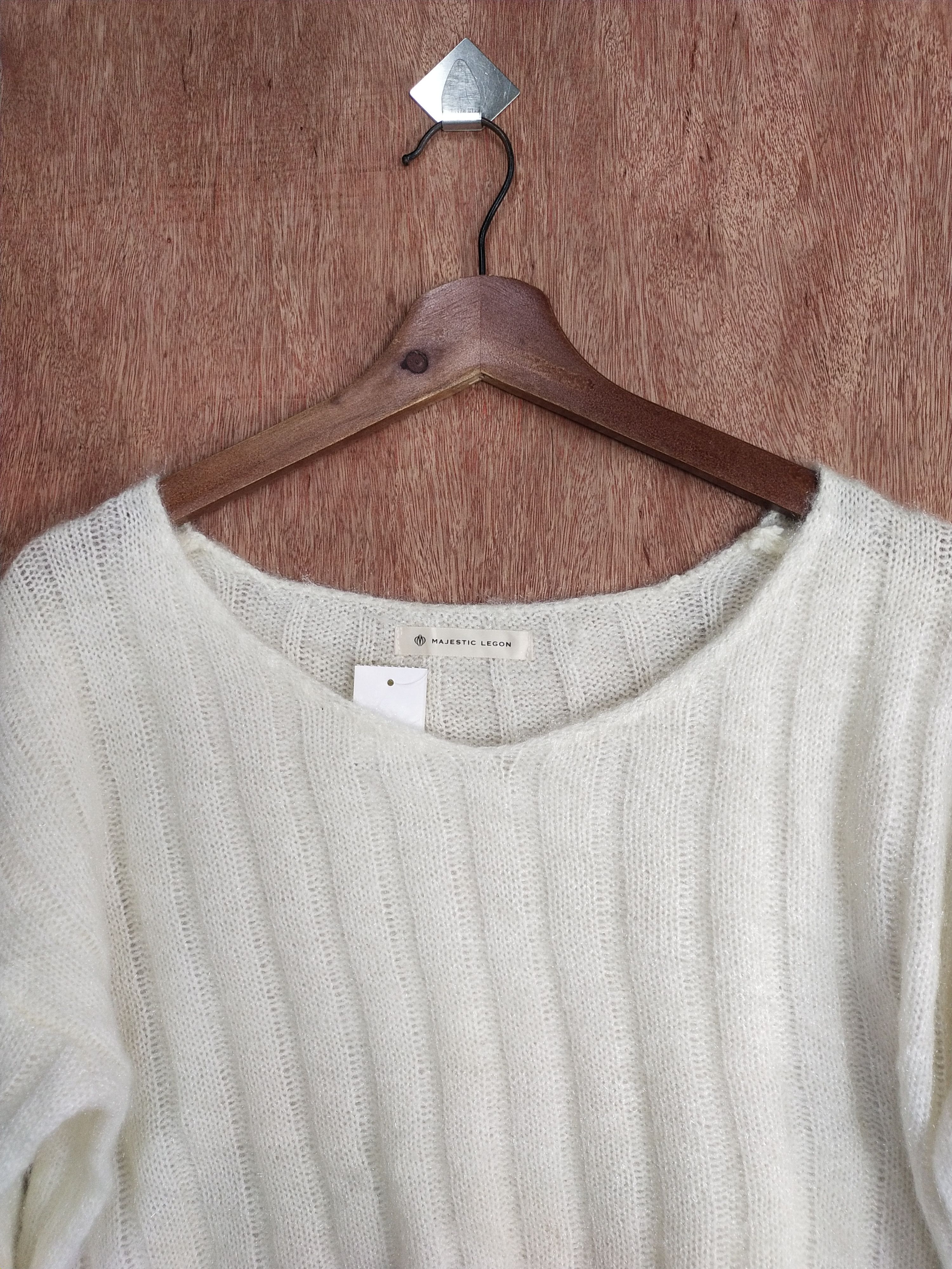 Homespun Knitwear × Japanese Brand Majestic legon crop top cream mohair knitwear #S040 Size M / US 6-8 / IT 42-44 - 2 Thumbnail