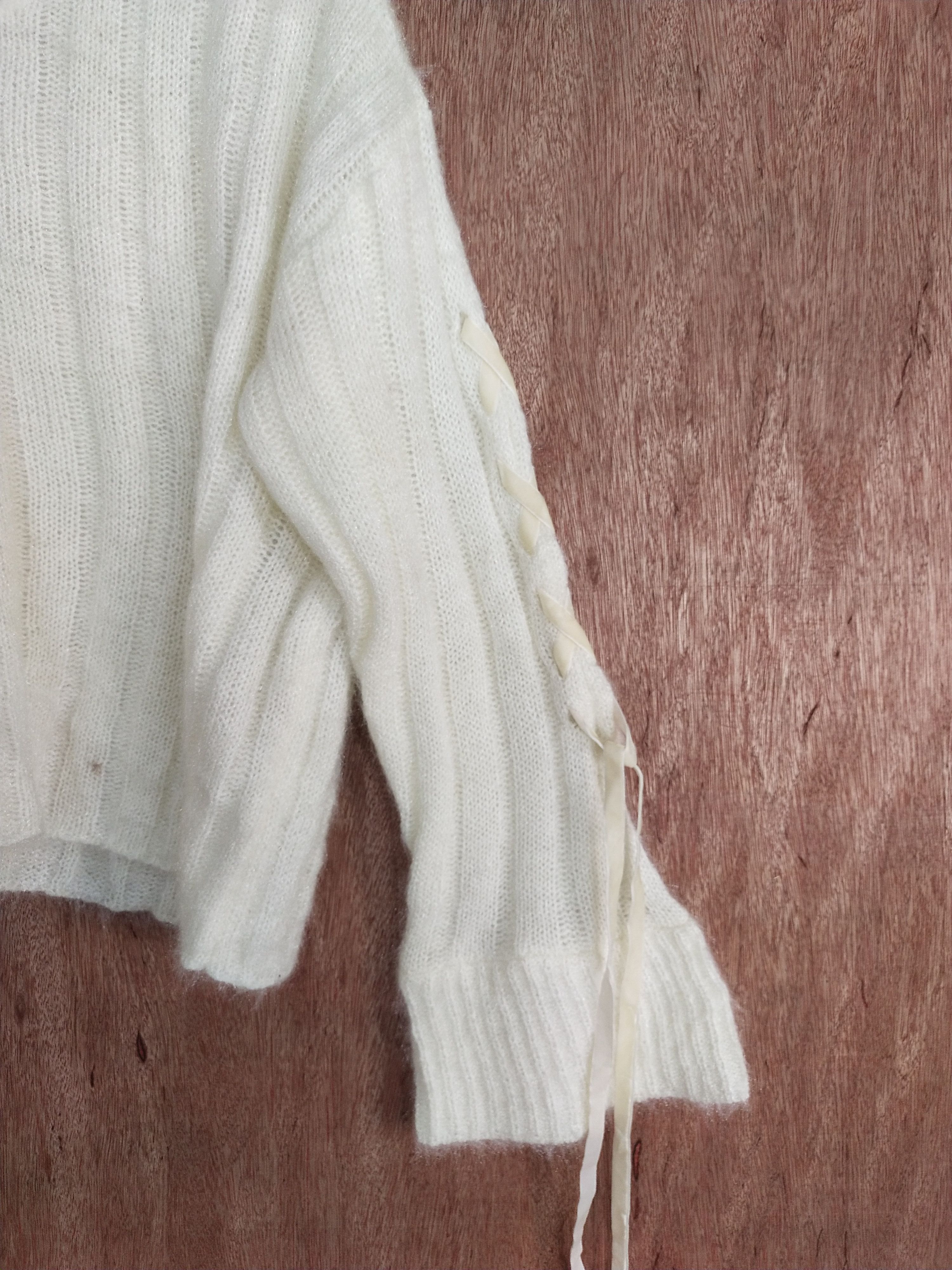 Homespun Knitwear × Japanese Brand Majestic legon crop top cream mohair knitwear #S040 Size M / US 6-8 / IT 42-44 - 6 Thumbnail