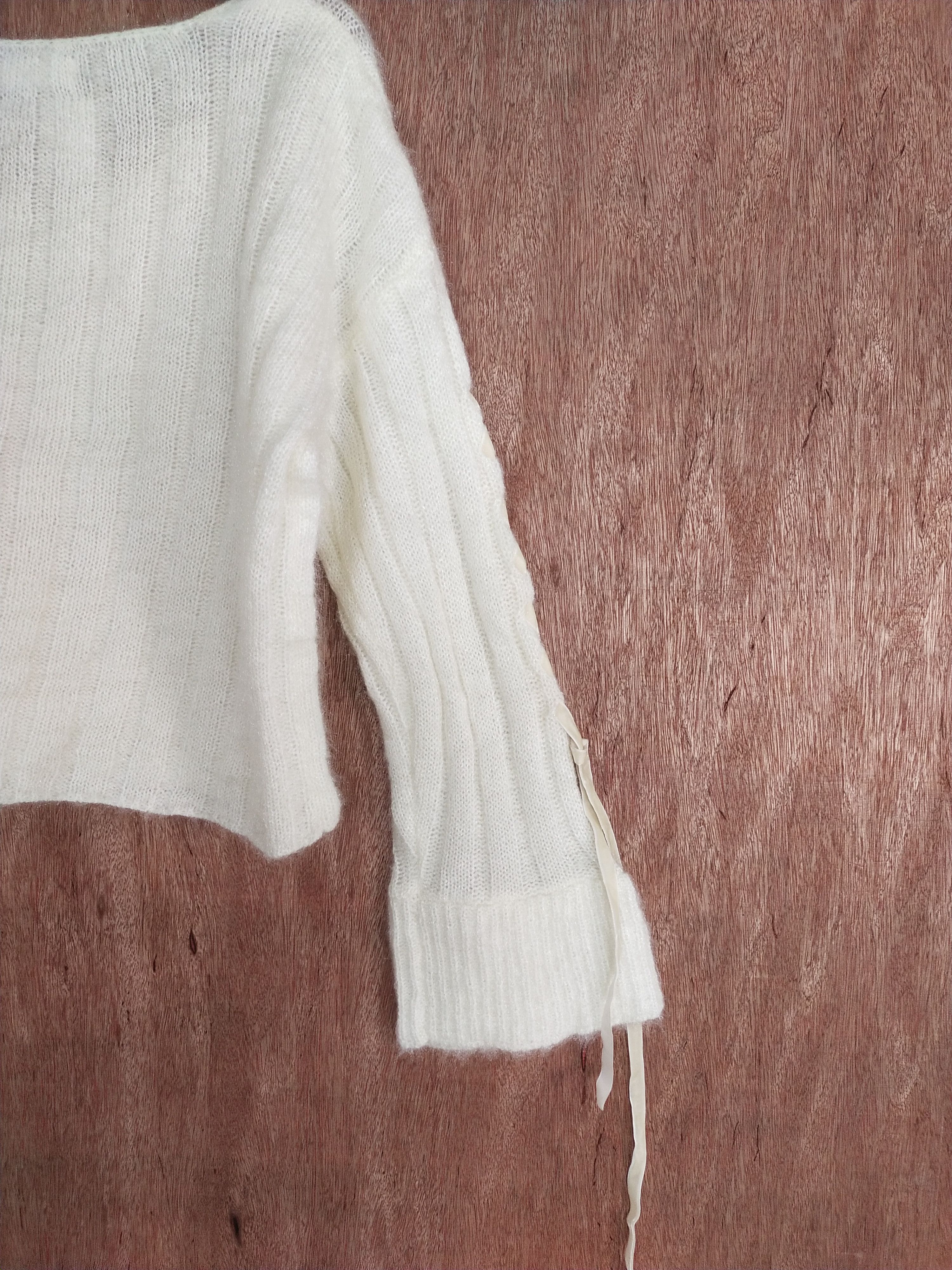 Homespun Knitwear × Japanese Brand Majestic legon crop top cream mohair knitwear #S040 Size M / US 6-8 / IT 42-44 - 10 Thumbnail