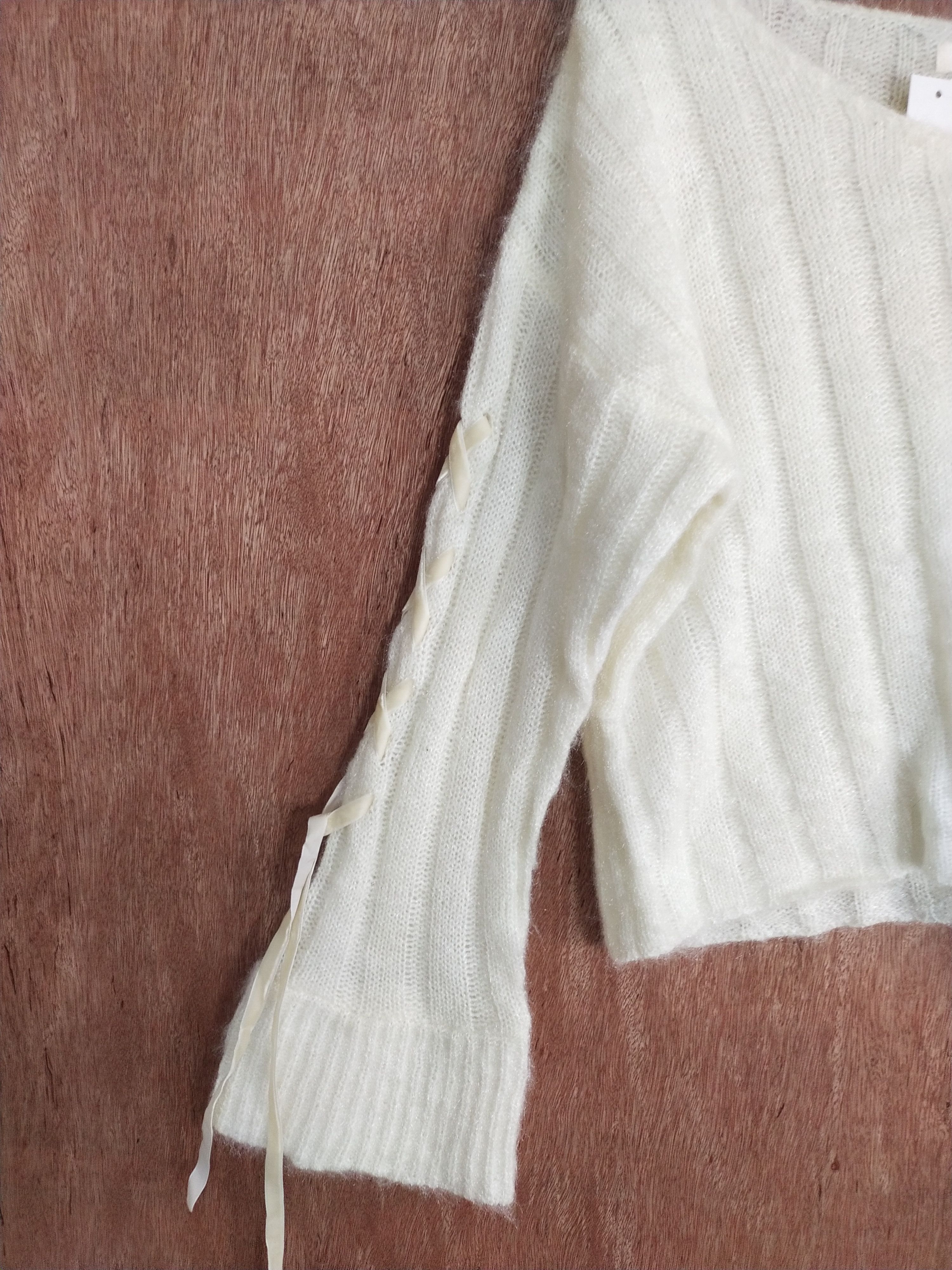 Homespun Knitwear × Japanese Brand Majestic legon crop top cream mohair knitwear #S040 Size M / US 6-8 / IT 42-44 - 5 Thumbnail