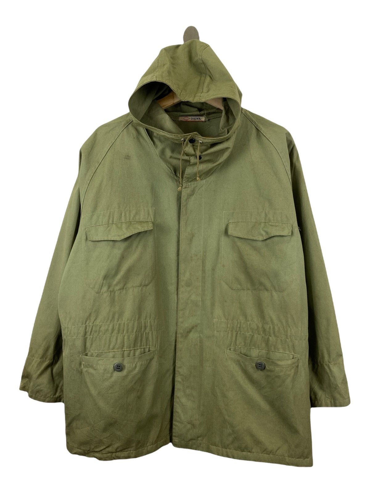 image of Chaos Fishing Club x Vintage Daiwa Hunting Jacket in Miltary Green, Men's (Size Medium)