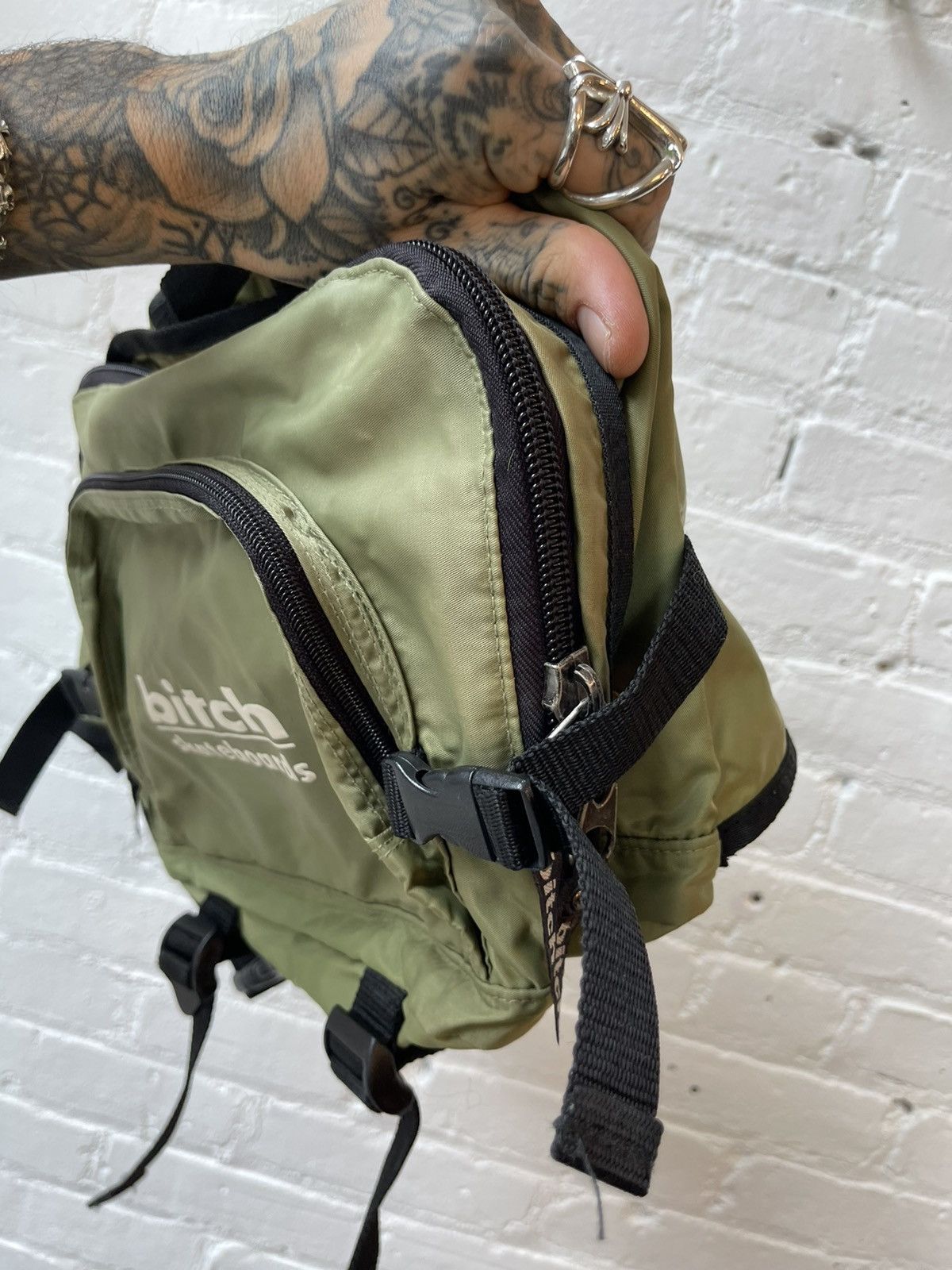 Vintage 90s BITCH SKATEBOARDS BRAND STRAPY CROSS BODY BAG SICK!! Size ONE SIZE - 3 Thumbnail