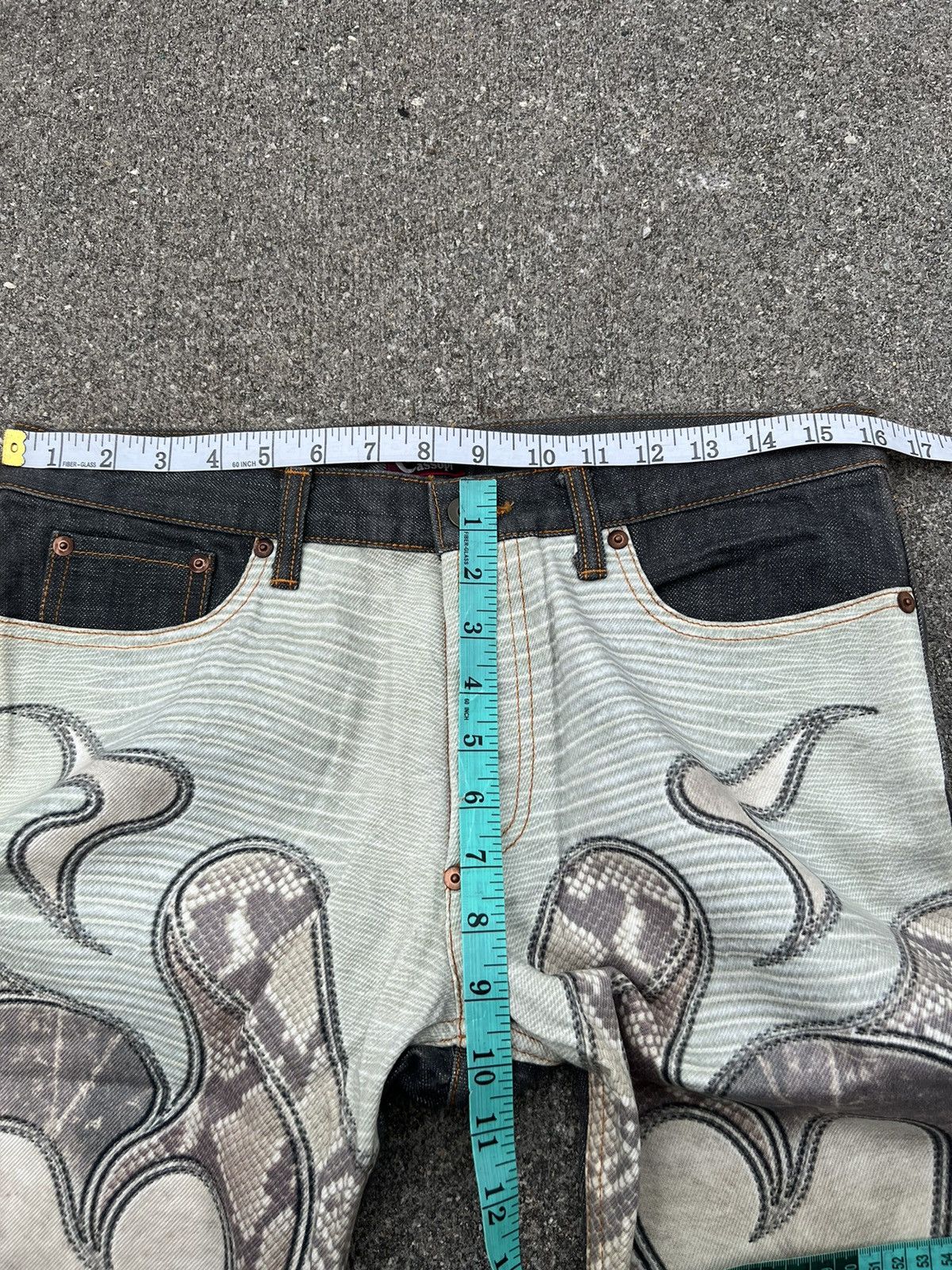Art Comes First Cassopi Japan Snake Scale Art Design Denim Cropped Pant Size US 31 - 2 Thumbnail