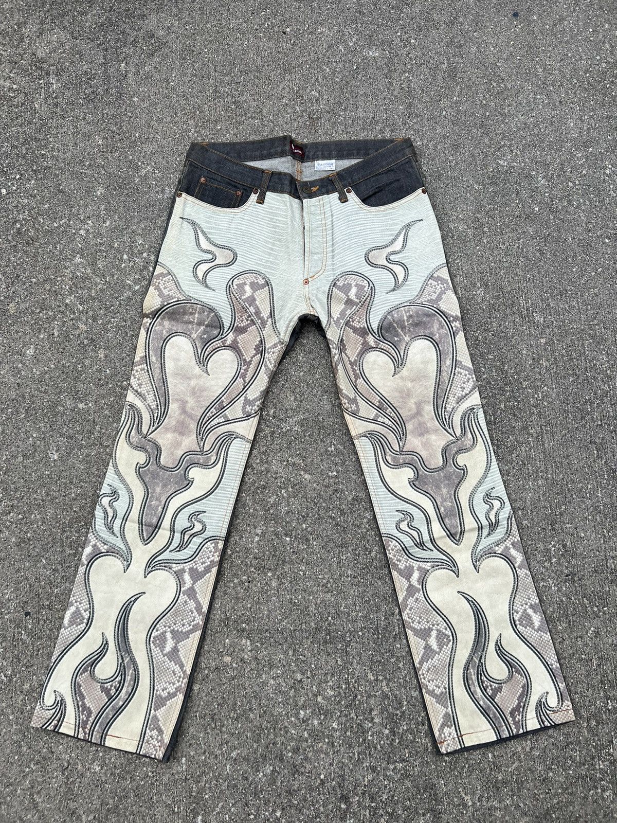 Art Comes First Cassopi Japan Snake Scale Art Design Denim Cropped Pant Size US 31 - 1 Thumbnail