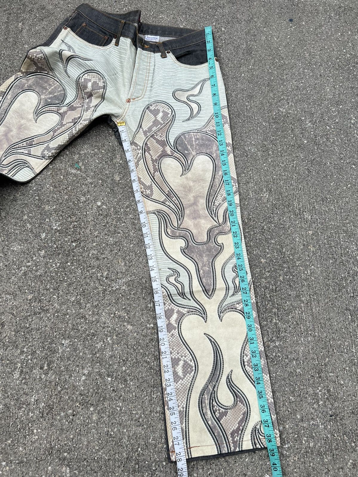 Art Comes First Cassopi Japan Snake Scale Art Design Denim Cropped Pant Size US 31 - 4 Thumbnail